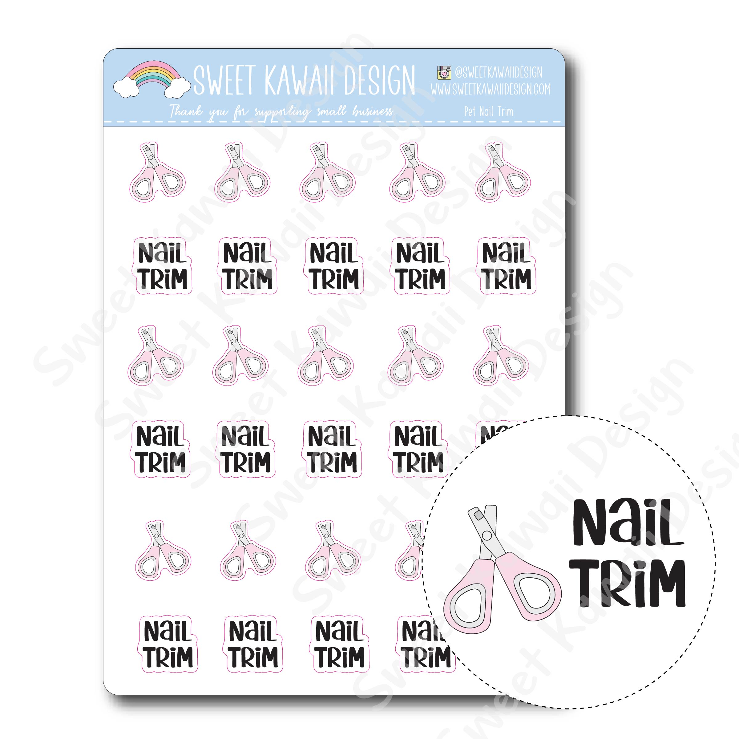 Kawaii Pet Nail Trim Stickers