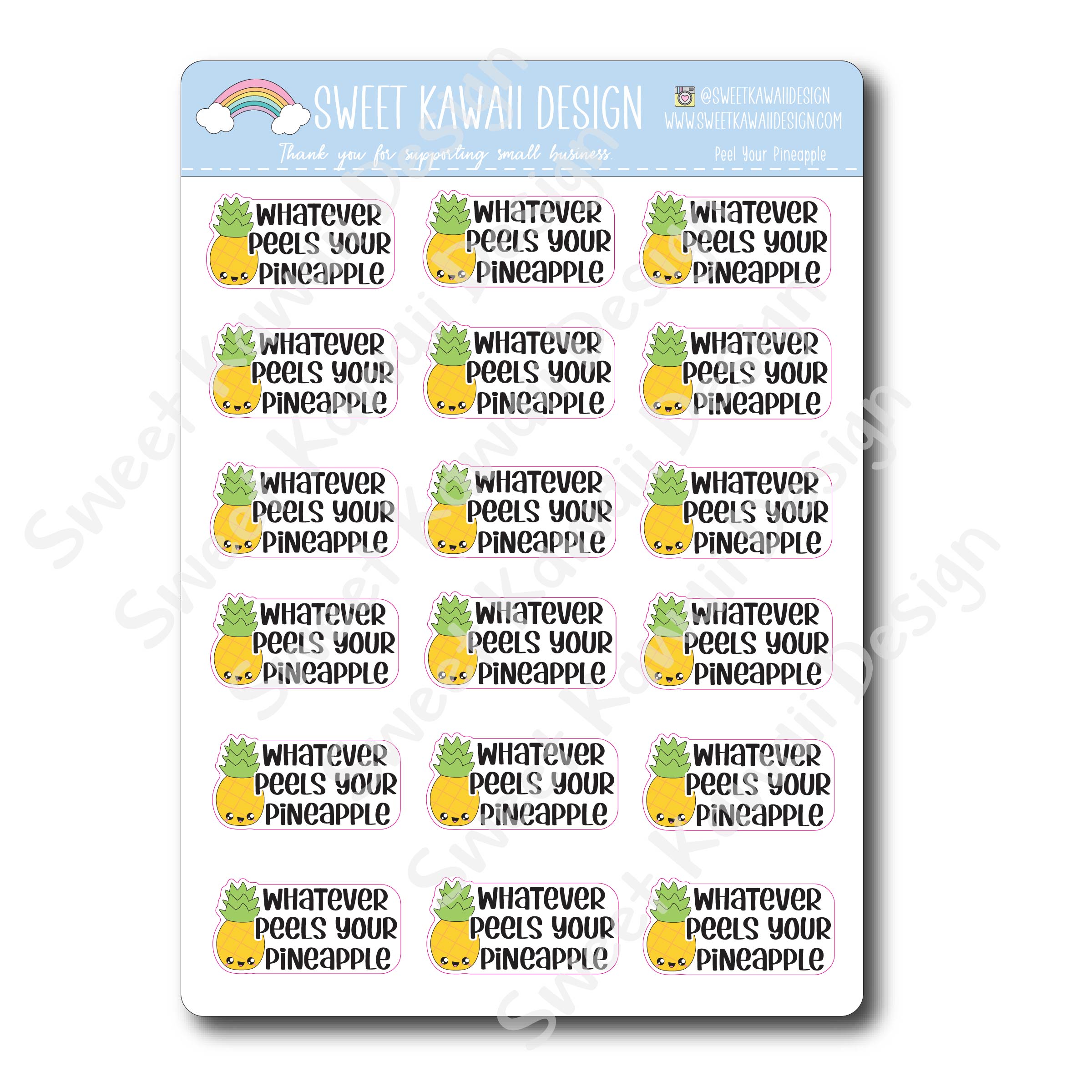 Kawaii Peel Your Pineapple Stickers