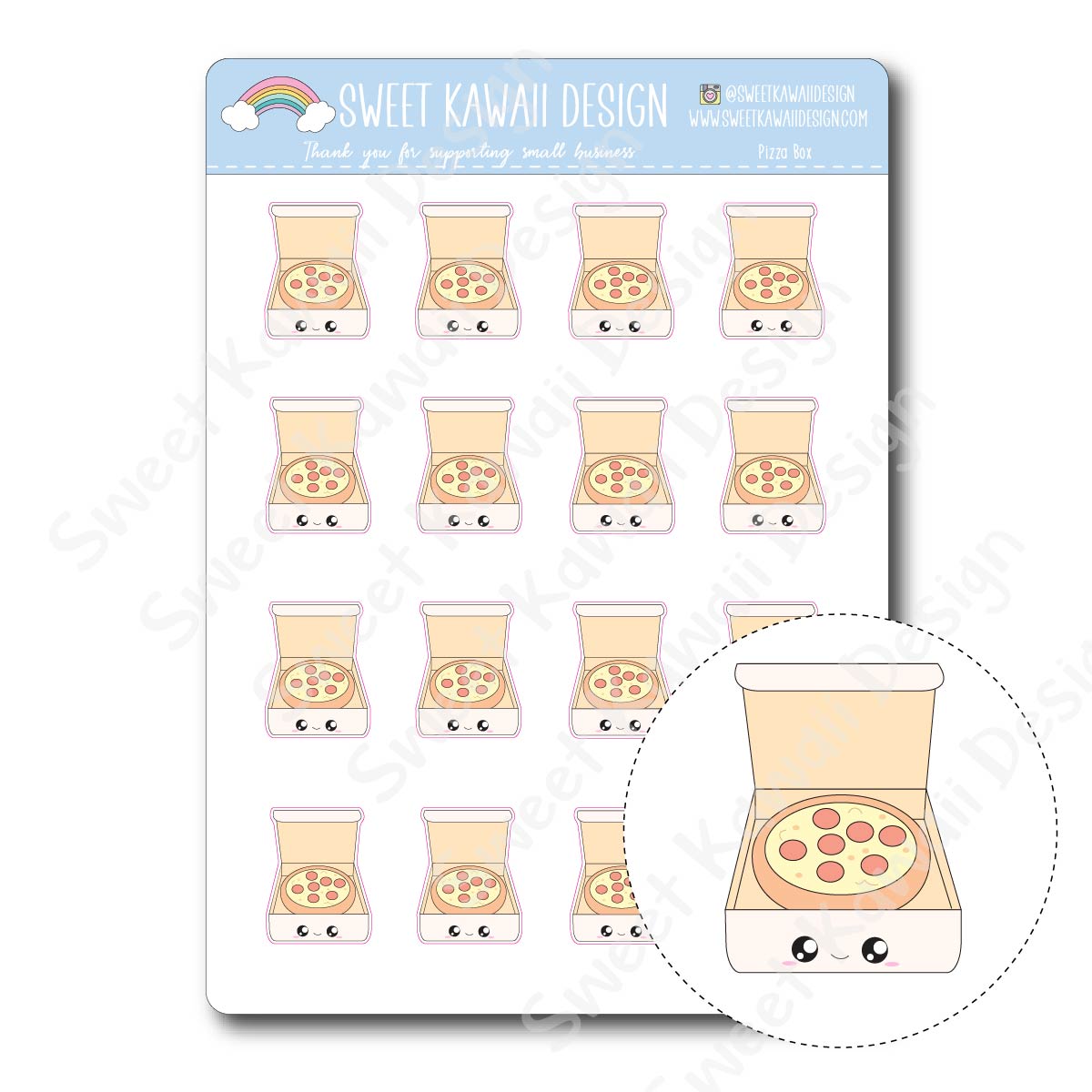 Kawaii Pizza Box Stickers