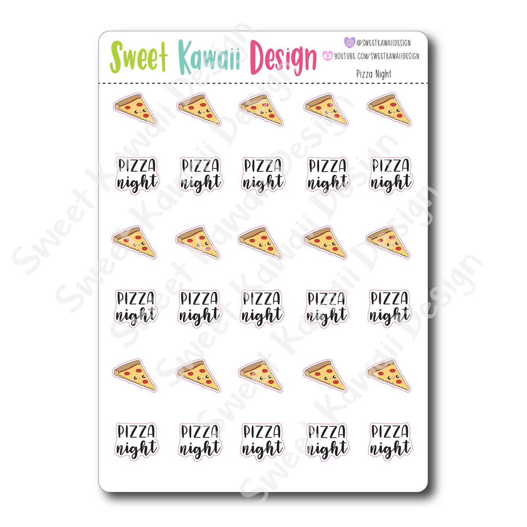 Kawaii Pizza Night Stickers