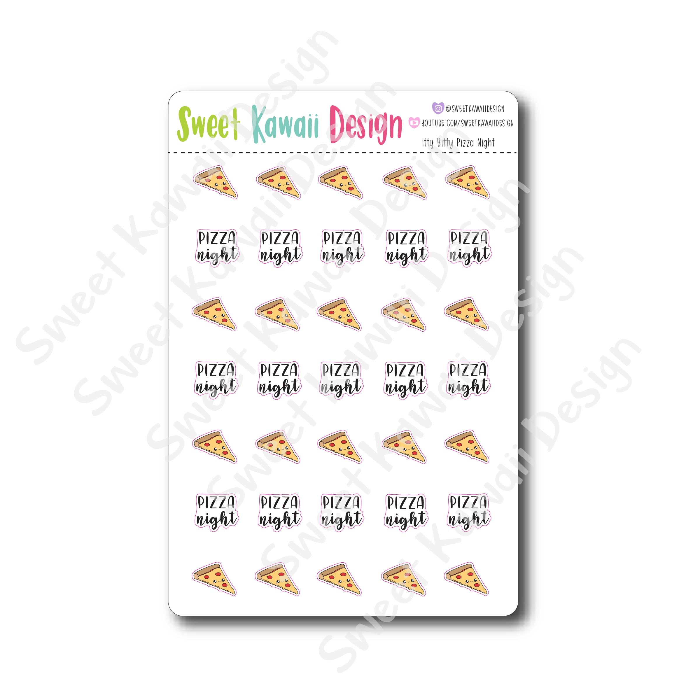 Kawaii Pizza Night Stickers