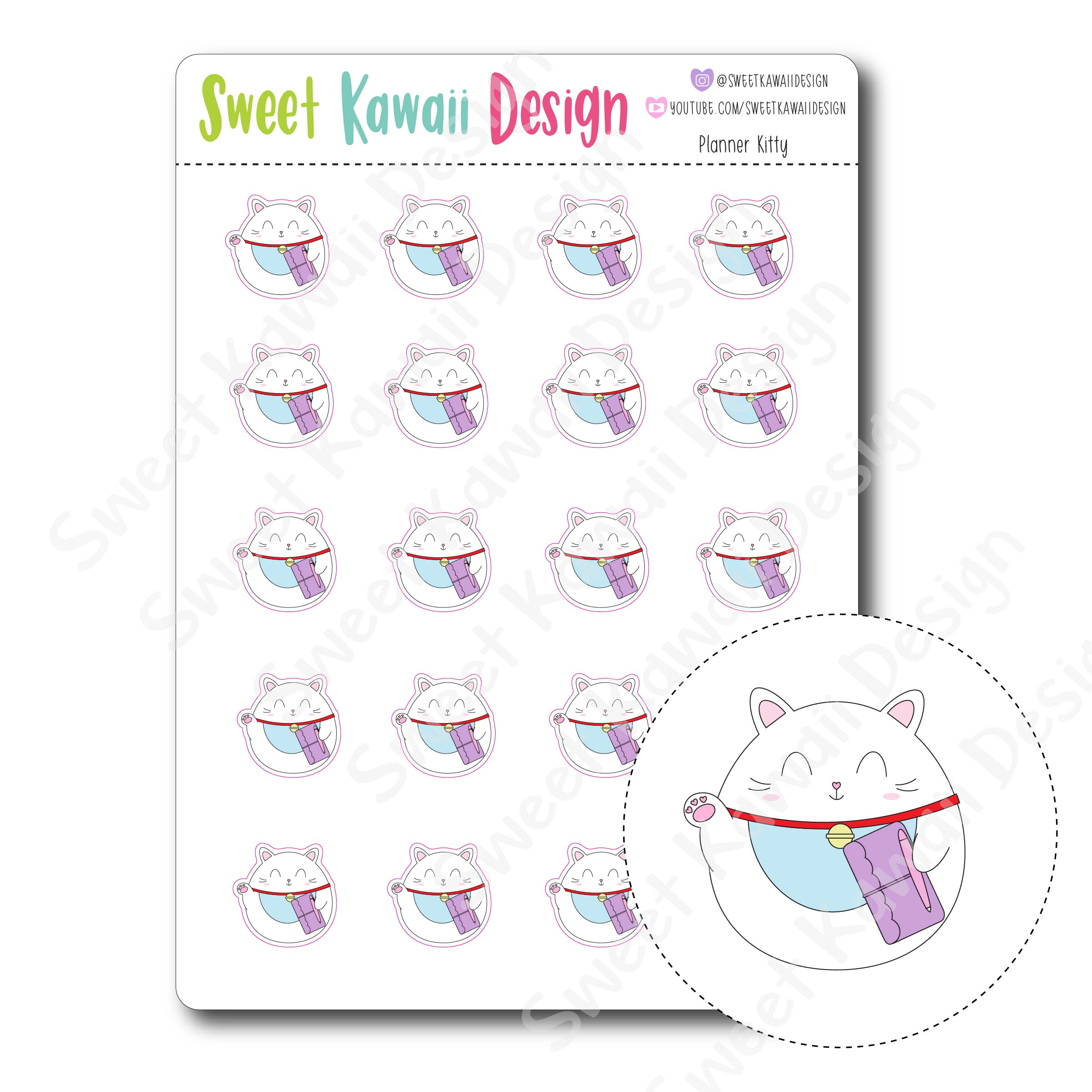 Kawaii Planner Kitty Stickers