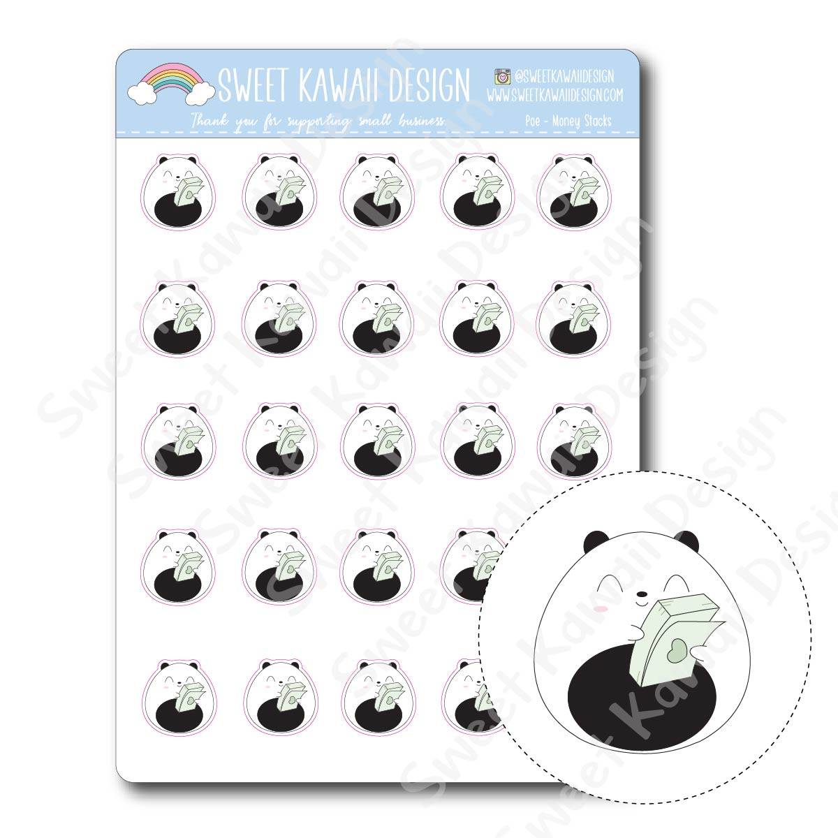Kawaii Poe Stickers - Money Stack