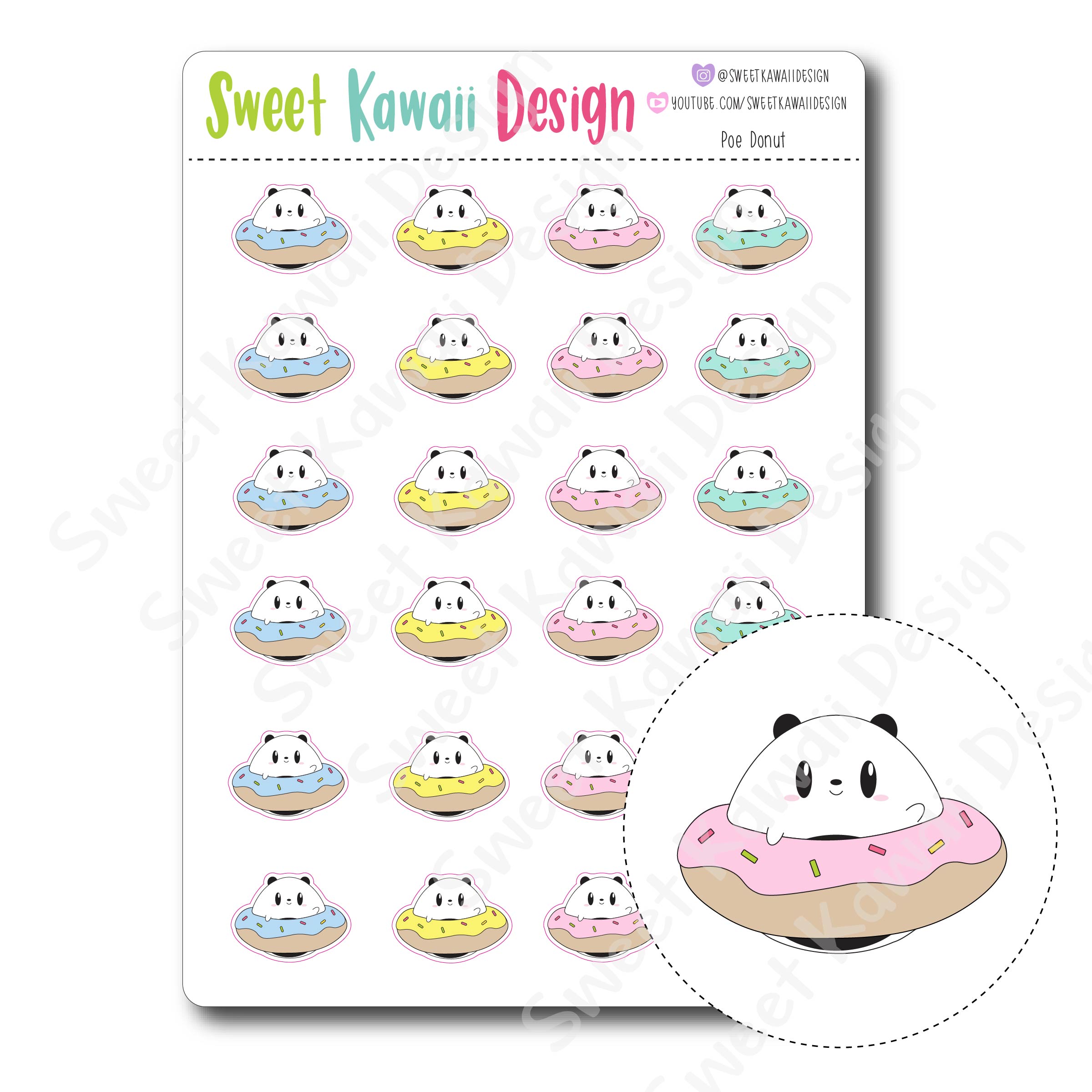 Kawaii Poe Donut Stickers