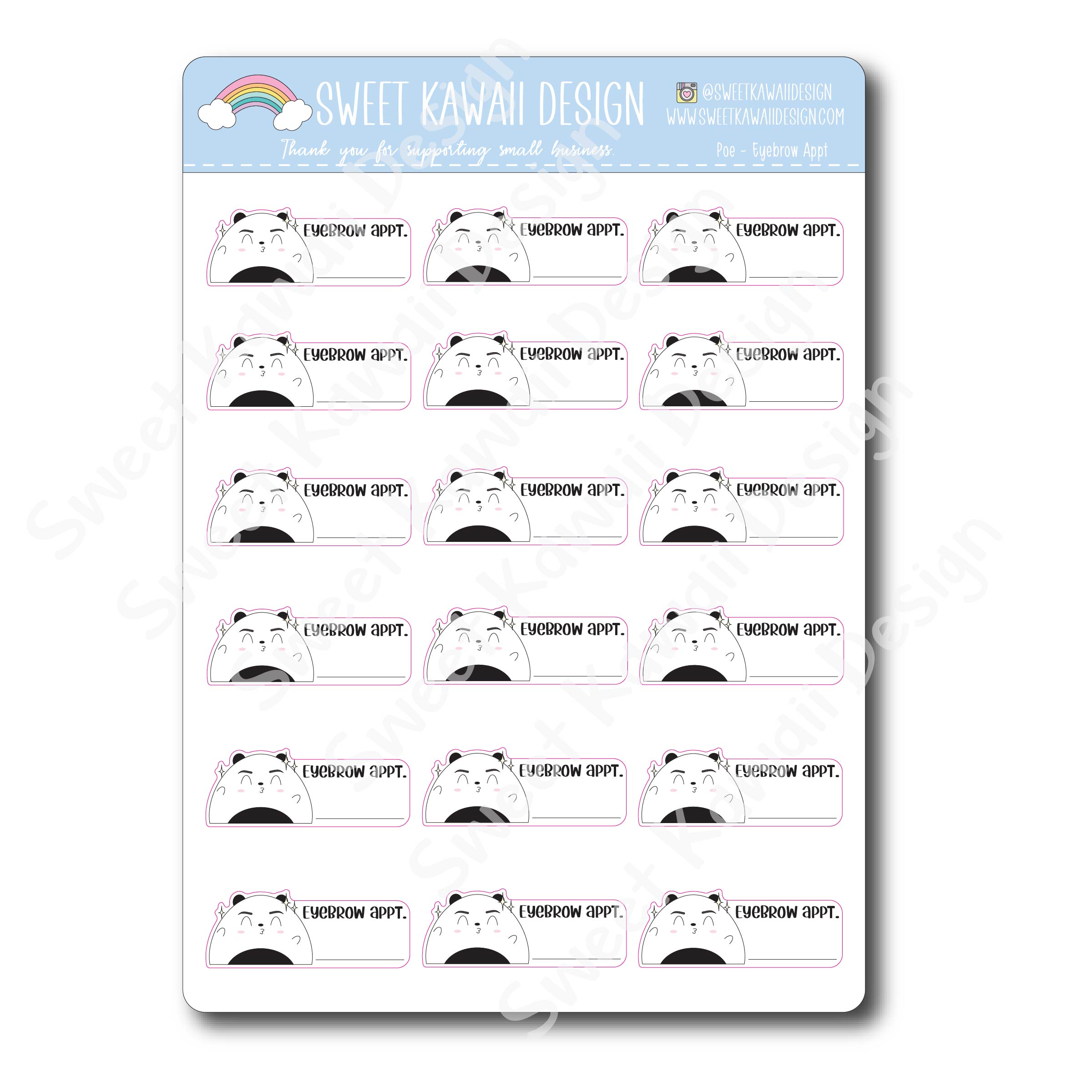 Kawaii Poe Stickers - Eyebrow Appt