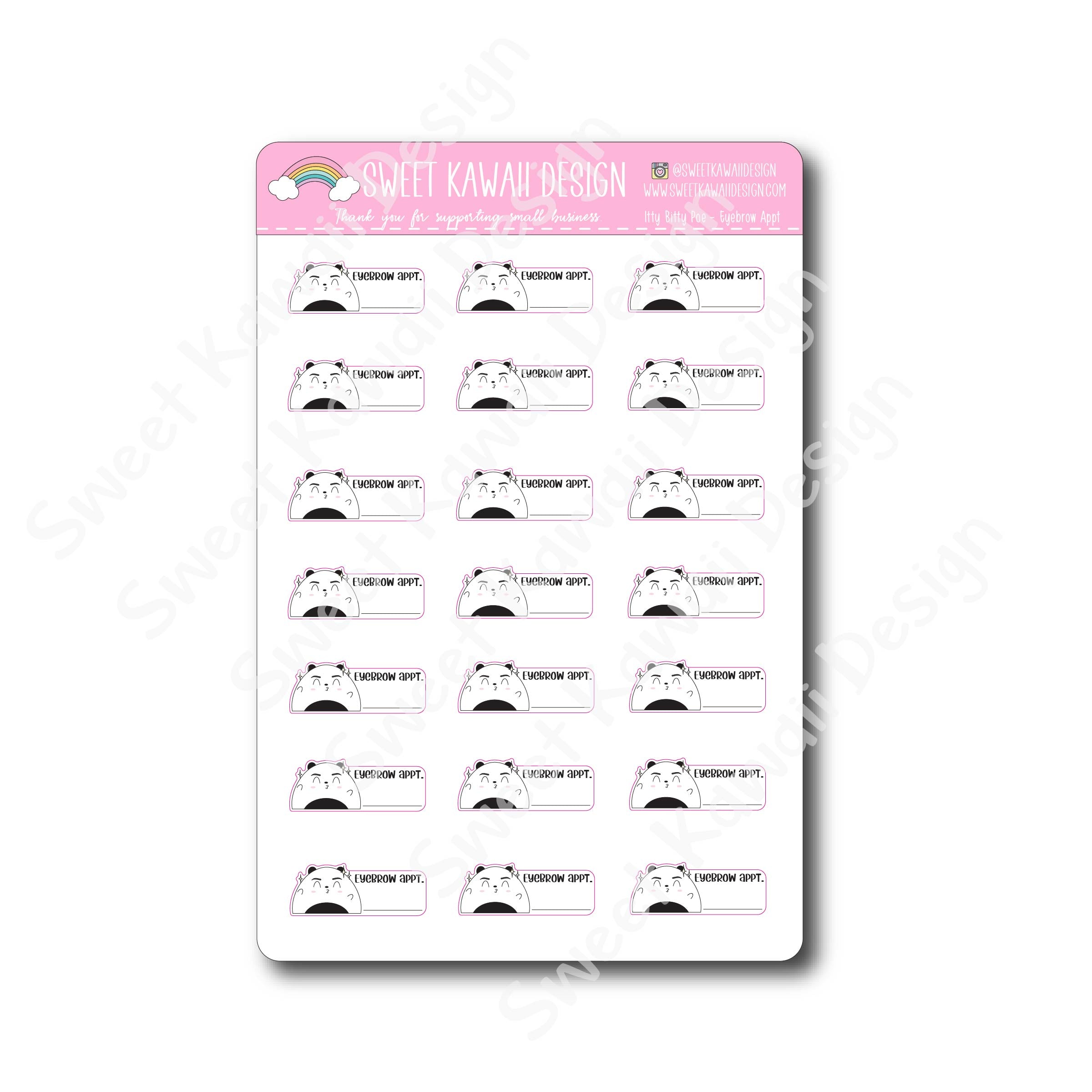 Kawaii Poe Stickers - Eyebrow Appt