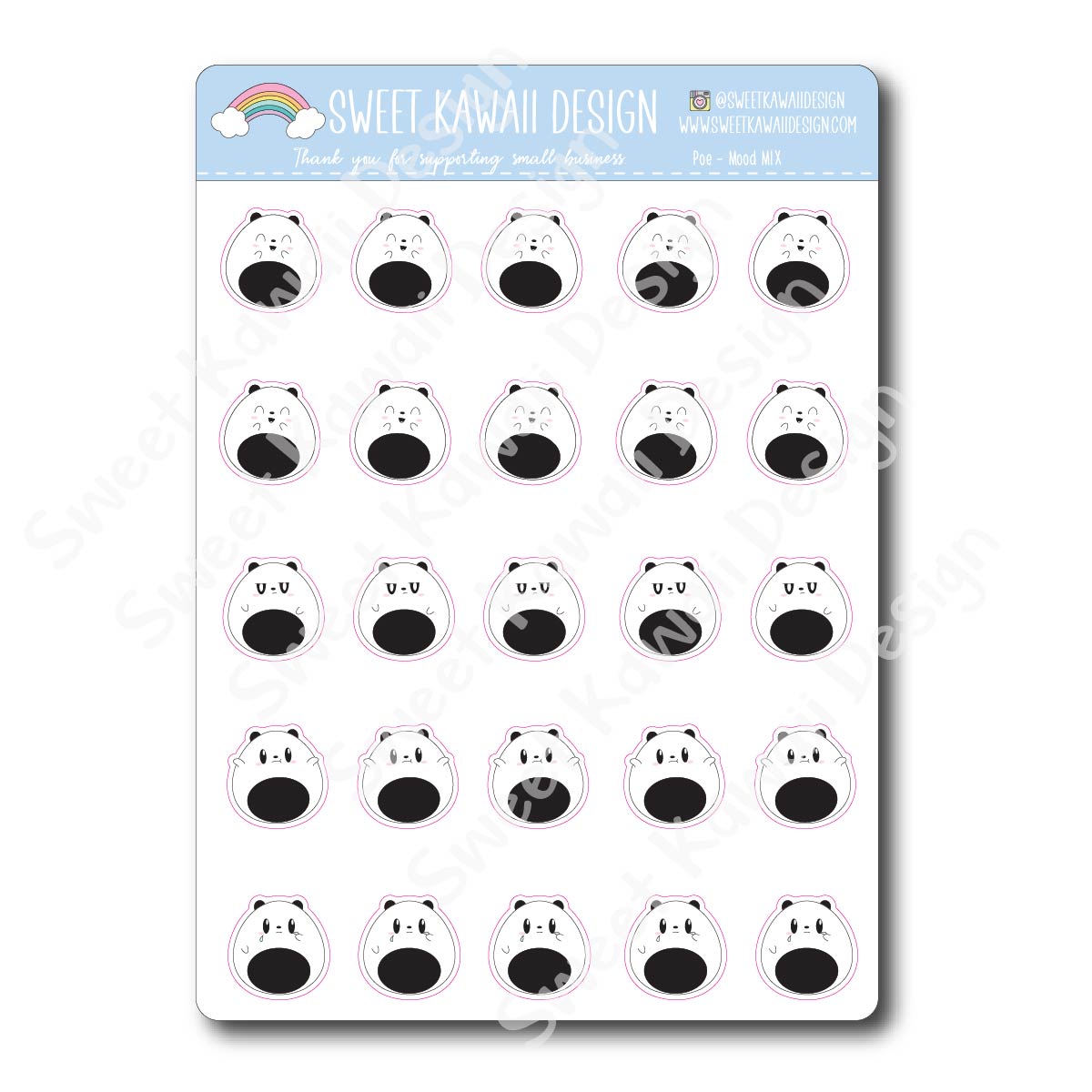 Kawaii Poe Mood Stickers