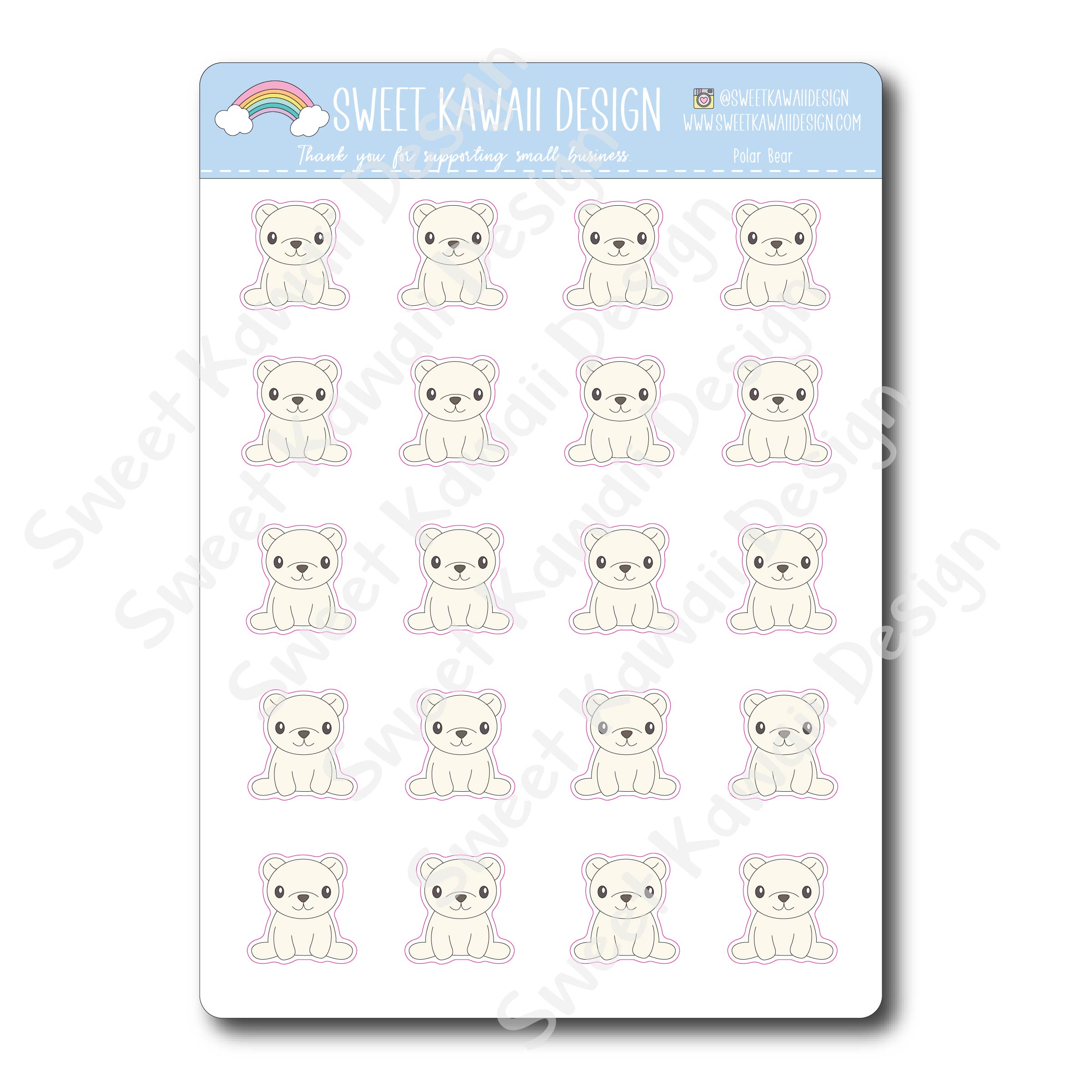 Kawaii Polar Bear Stickers – Sweet Kawaii Design