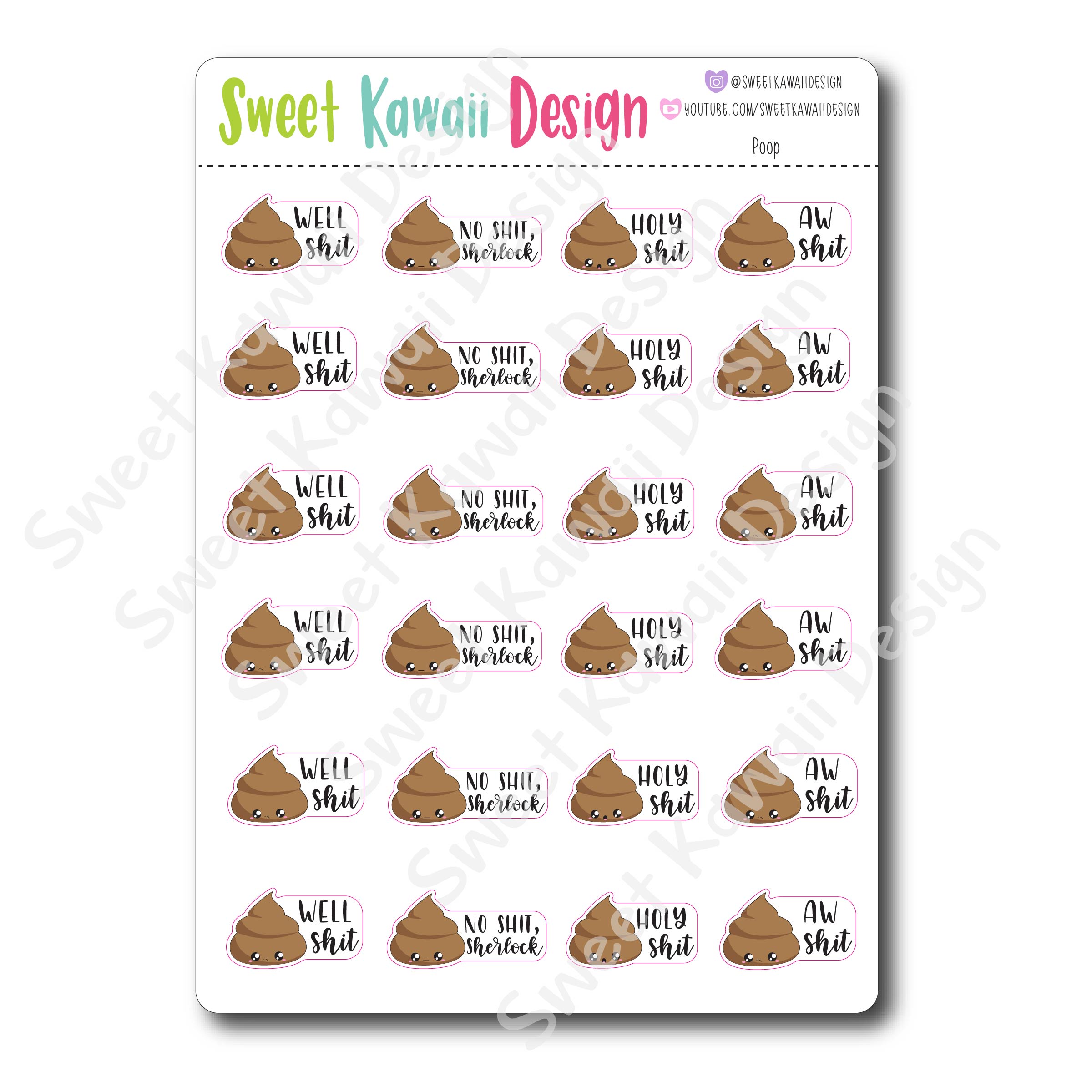 Kawaii Poop Stickers