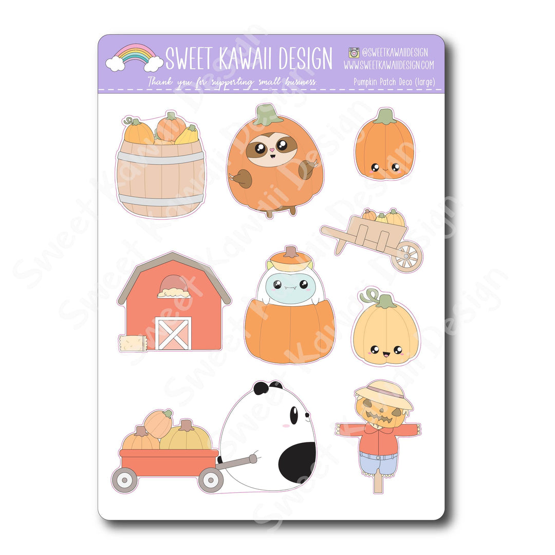Kawaii Pumpkin Patch Deco (Large) Stickers