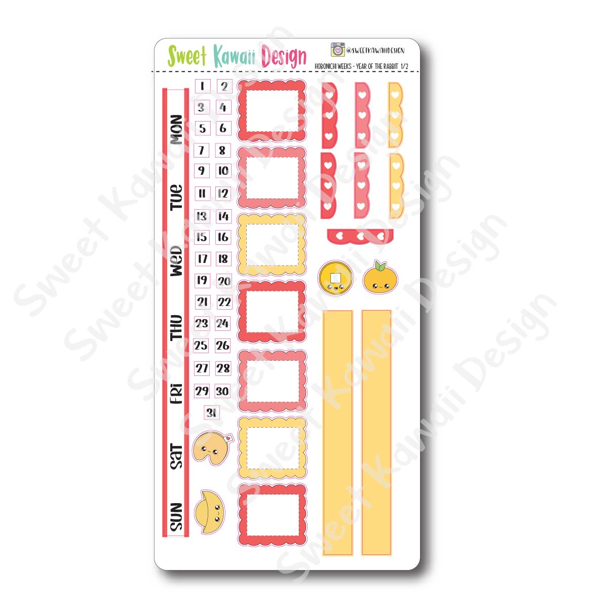 Kawaii Hobonichi Weeks Stickers - Year of the Rabbit