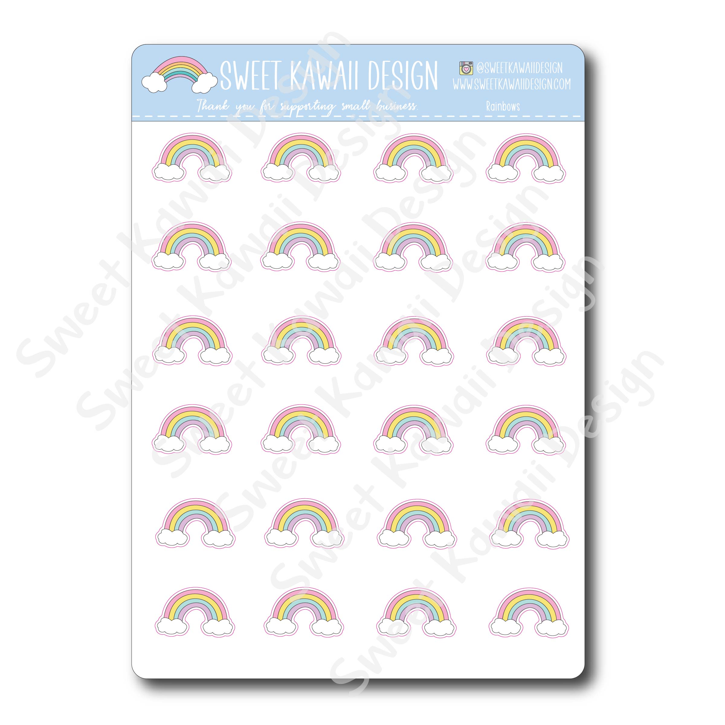 Kawaii Rainbow Stickers