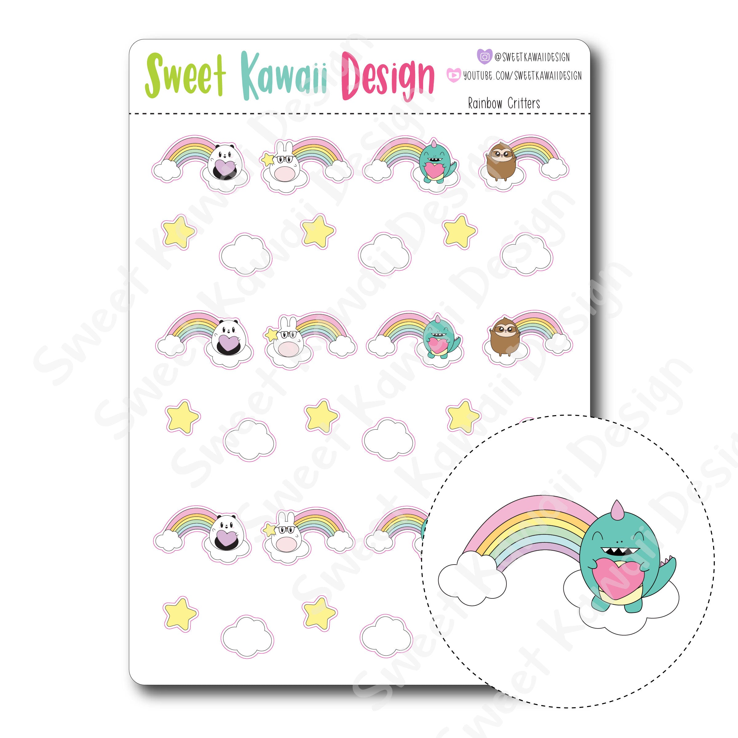 Kawaii Rainbow Critter Stickers