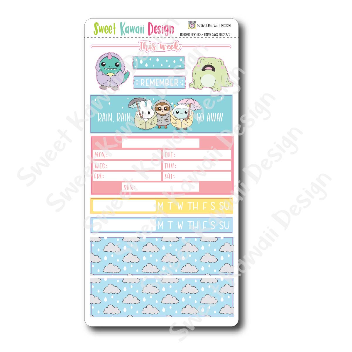 Kawaii Hobonichi Weeks Stickers - Rainy Days 22