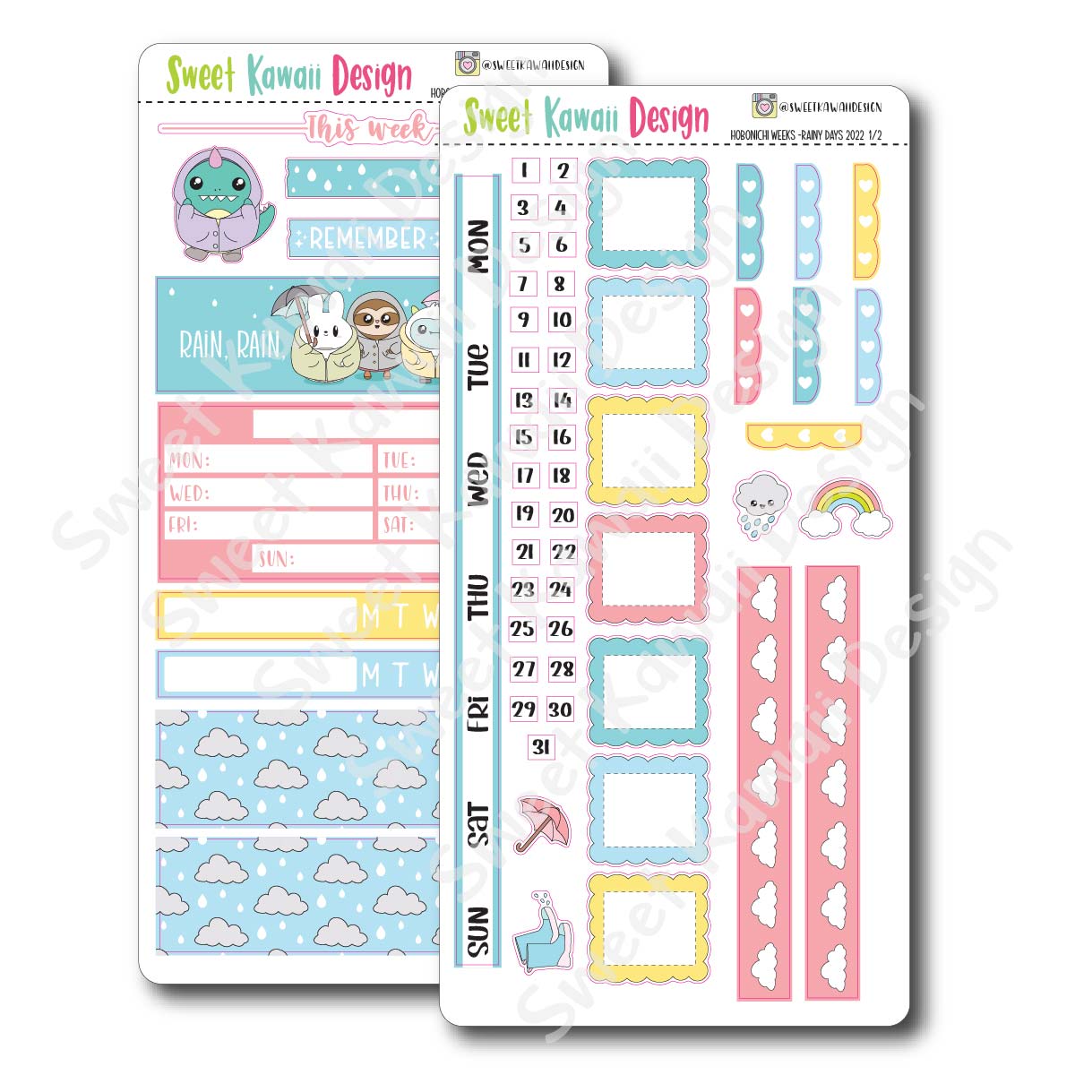 Kawaii Hobonichi Weeks Stickers - Rainy Days 22