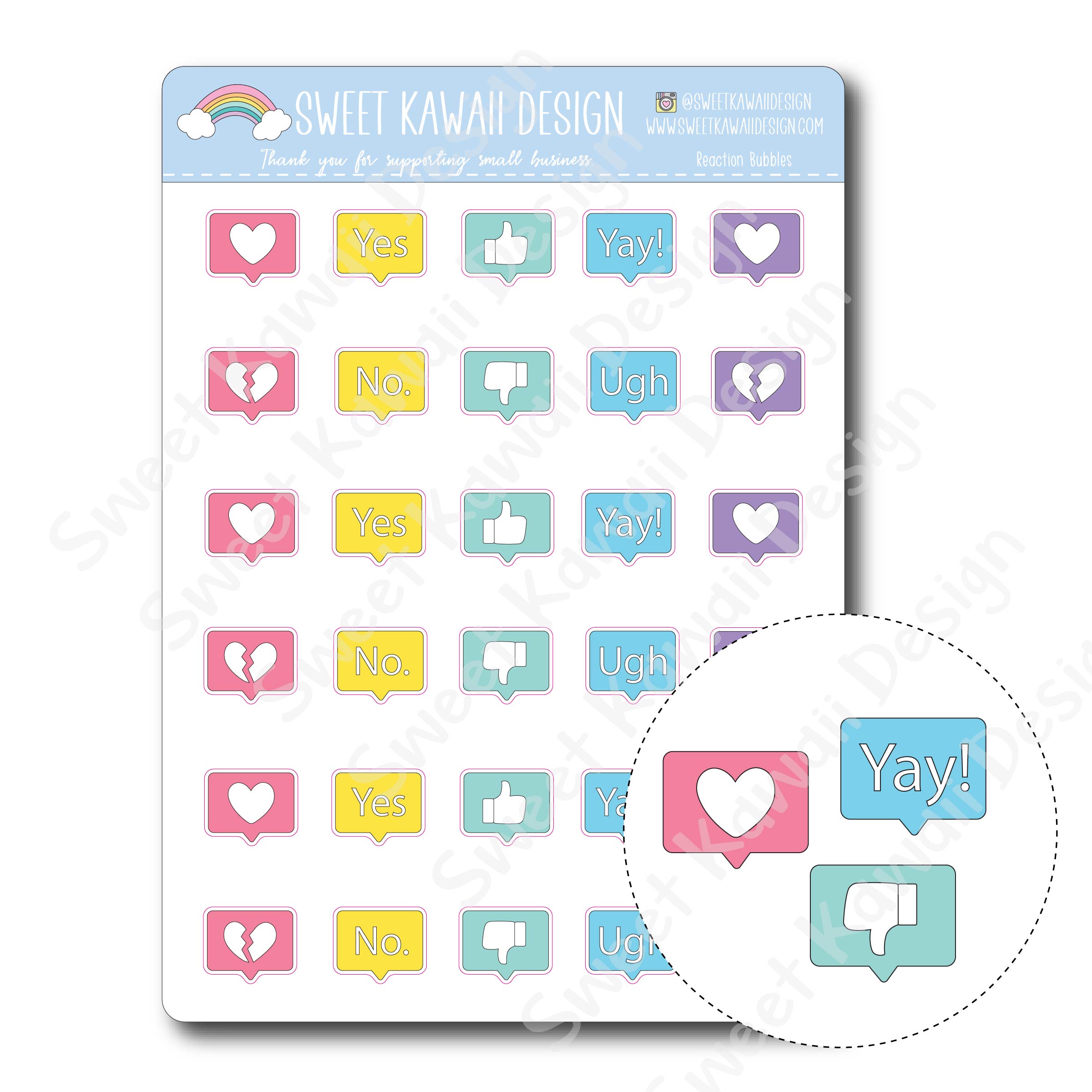 Kawaii Reaction Bubble Stickers