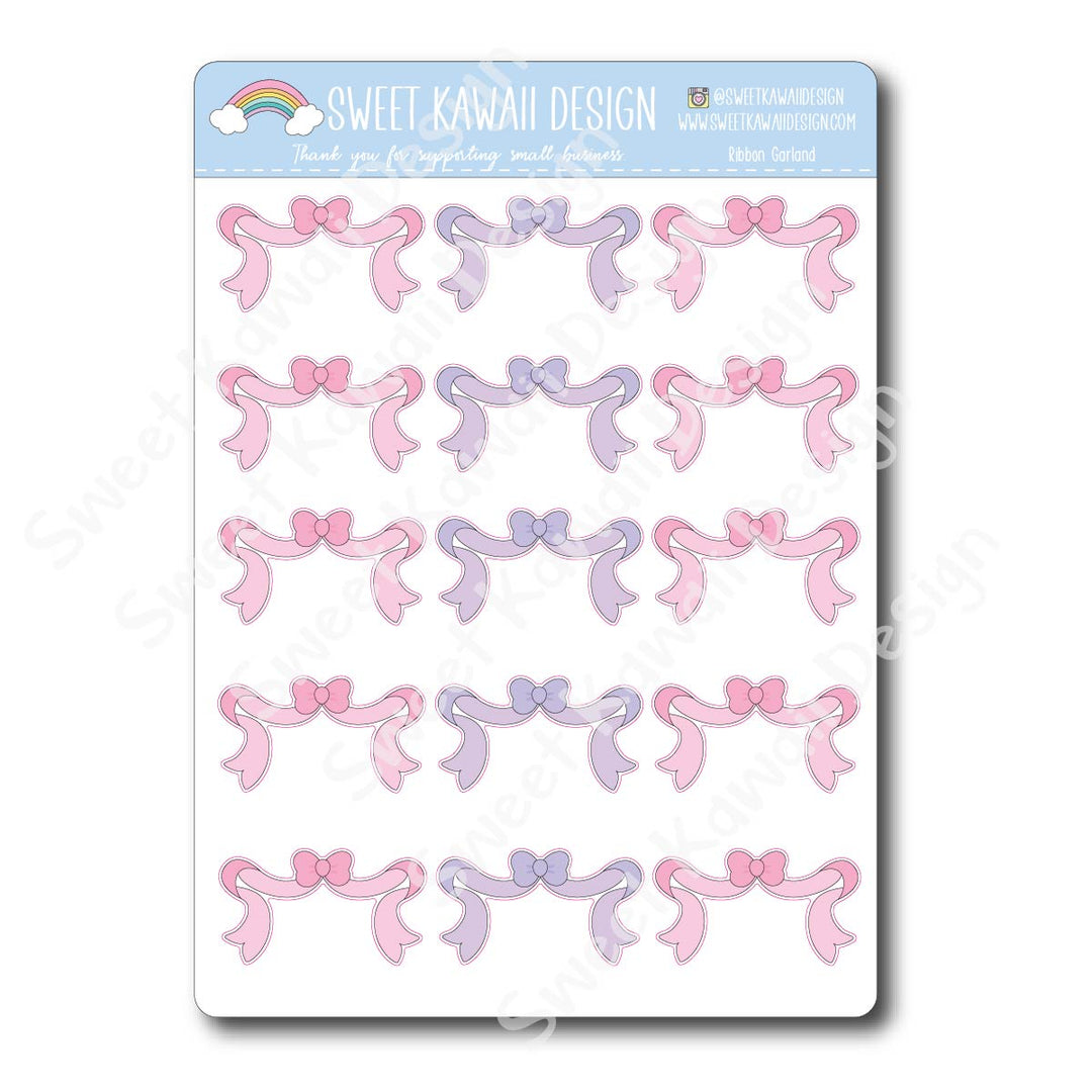 Kawaii Ribbon Garland Stickers