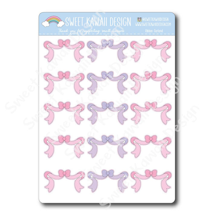 Kawaii Ribbon Garland Stickers