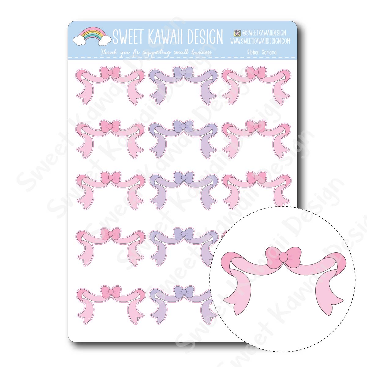 Kawaii Ribbon Garland Stickers