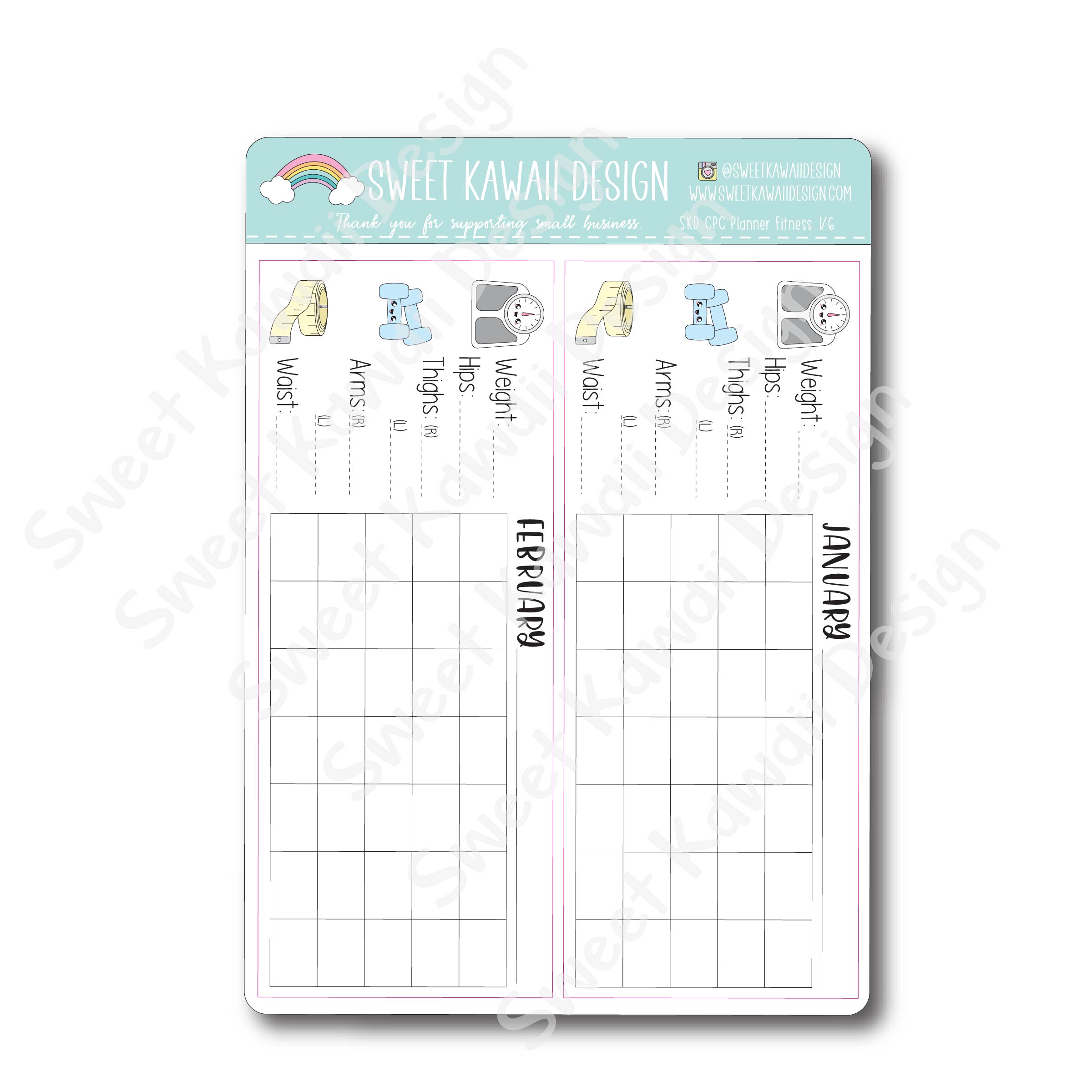 Kawaii SKD/CPC Planner Fitness Overview - 12 Month