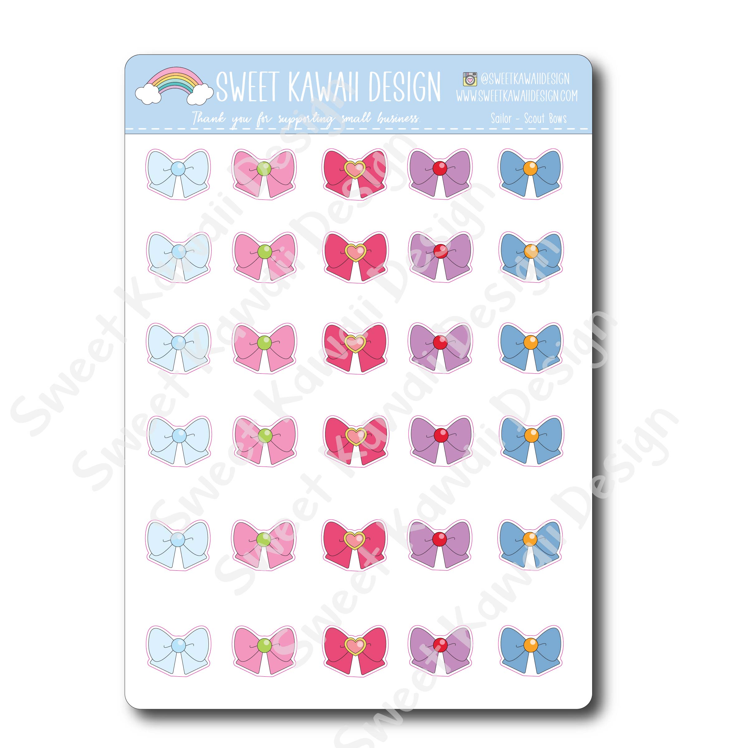 Kawaii Sailor Scout Bow Stickers