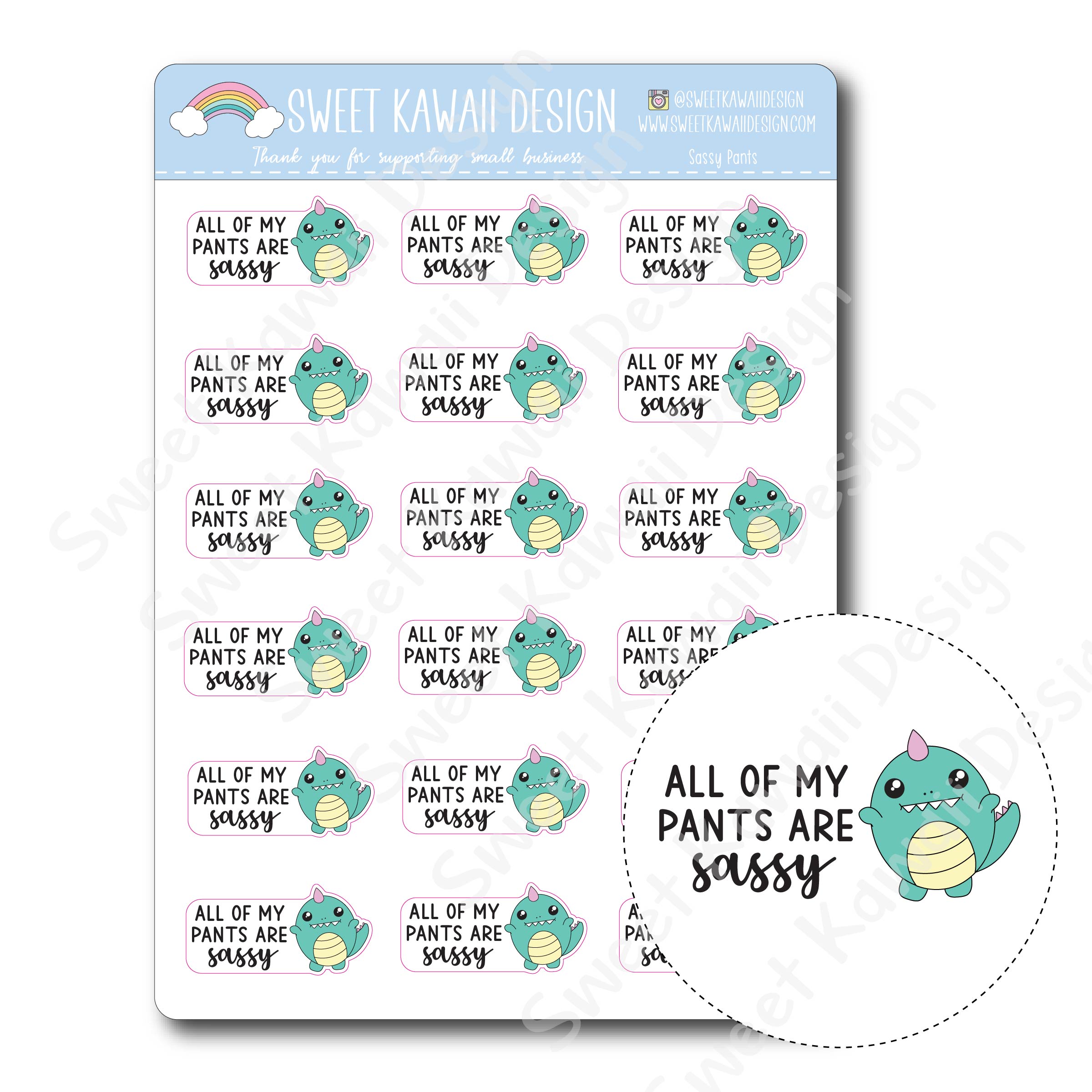 Kawaii Sassy Pants Stickers
