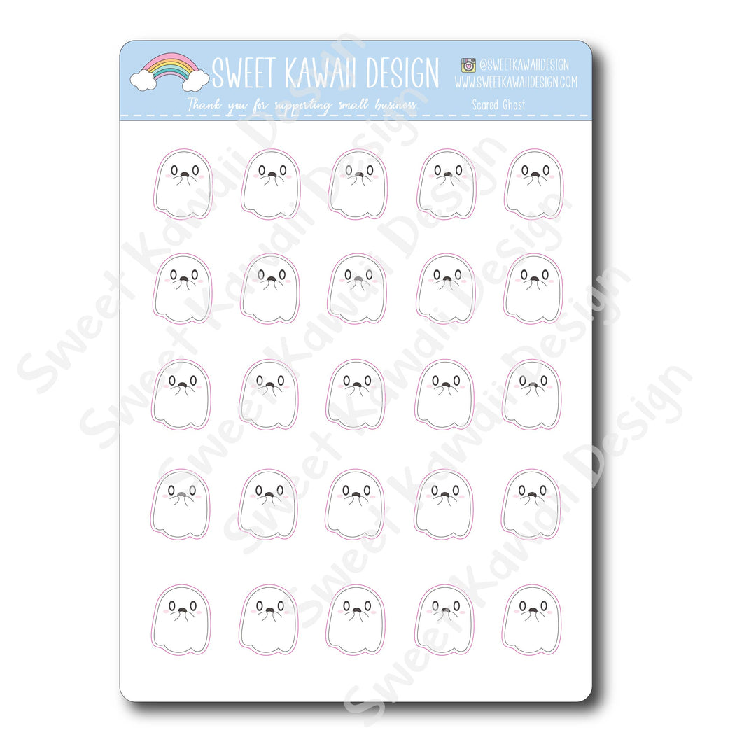 Kawaii Scared Ghost Stickers