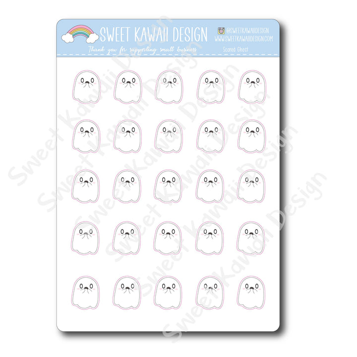 Kawaii Scared Ghost Stickers