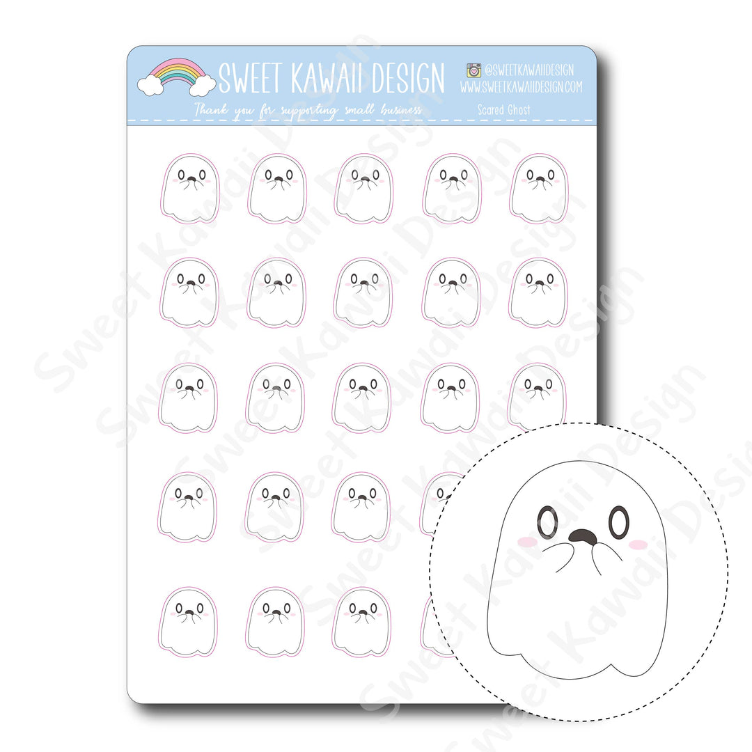 Kawaii Scared Ghost Stickers