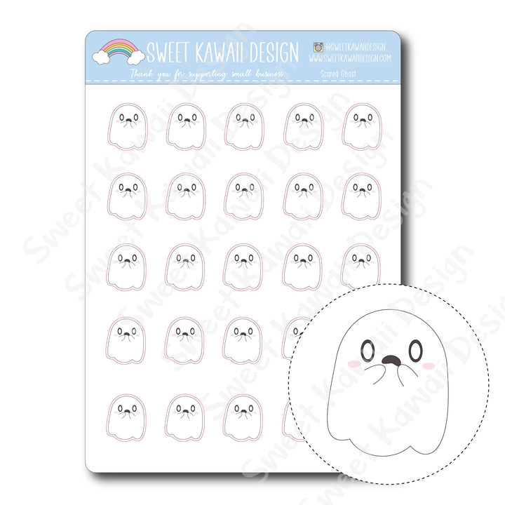 Kawaii Scared Ghost Stickers