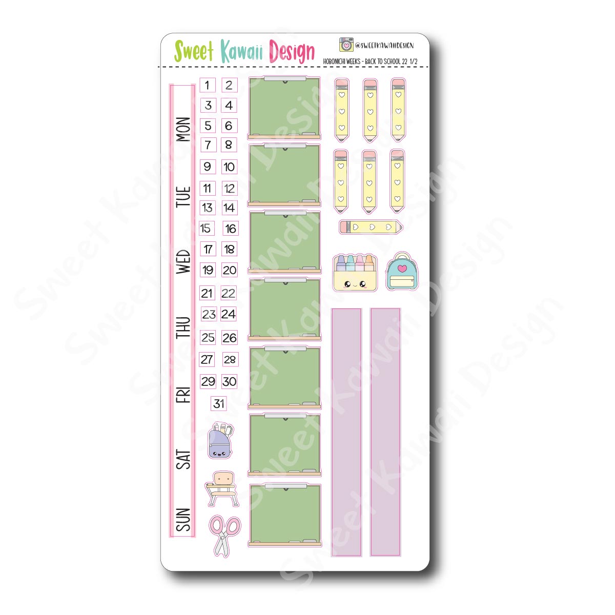 Kawaii Hobonichi Weeks Stickers - Back to School 22