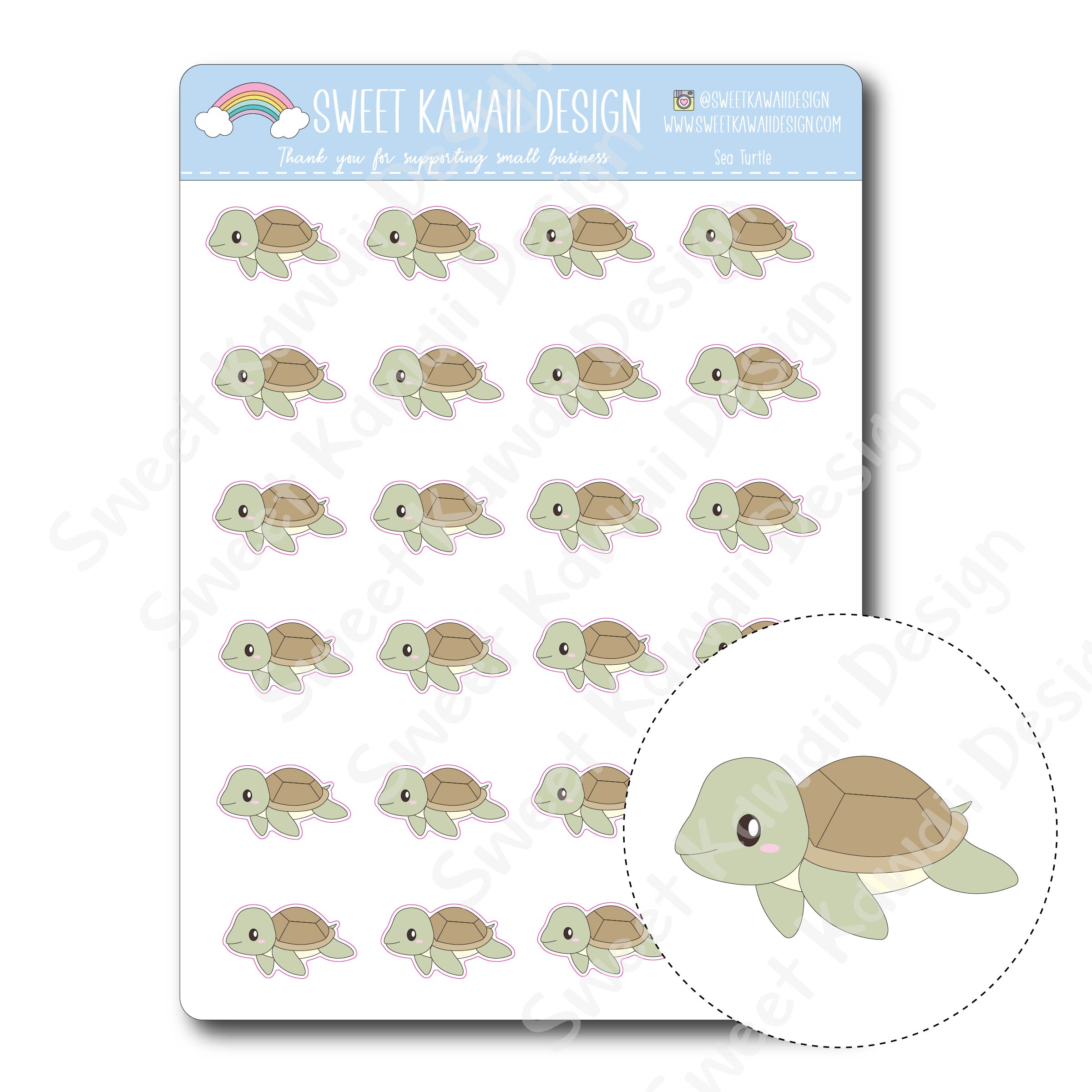 Kawaii Sea Turtle Stickers