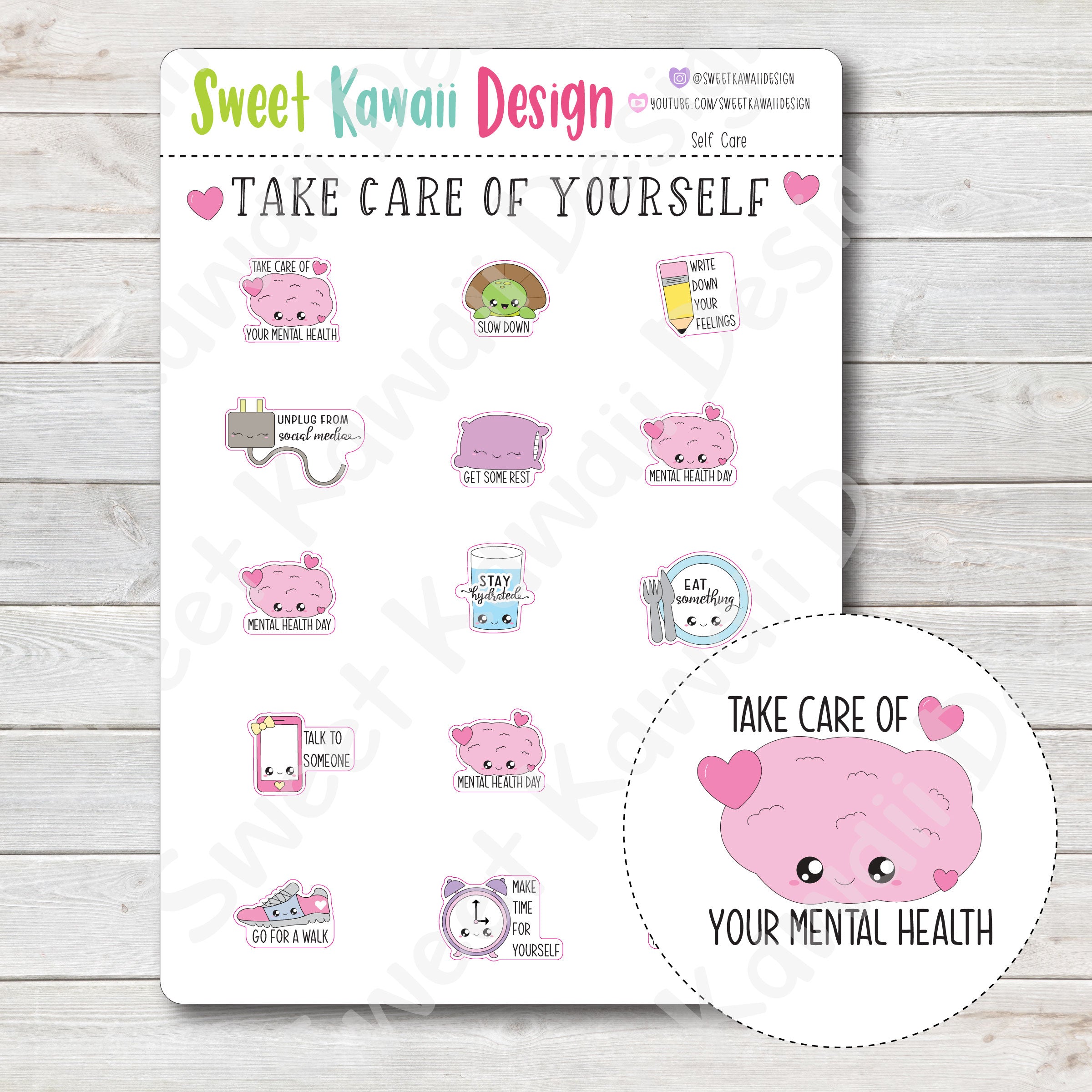 Kawaii Self Care Stickers