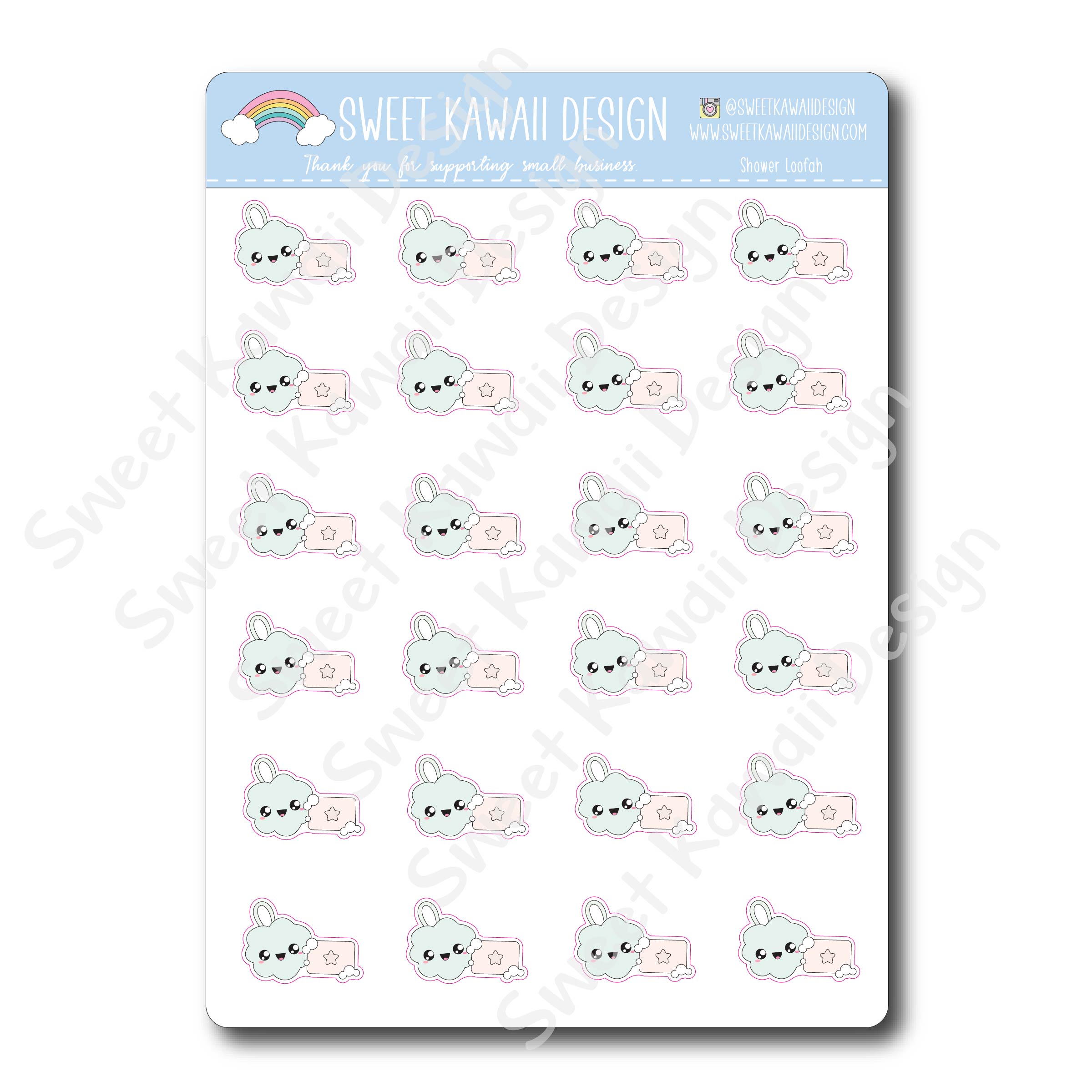 Kawaii Shower Loofah Stickers