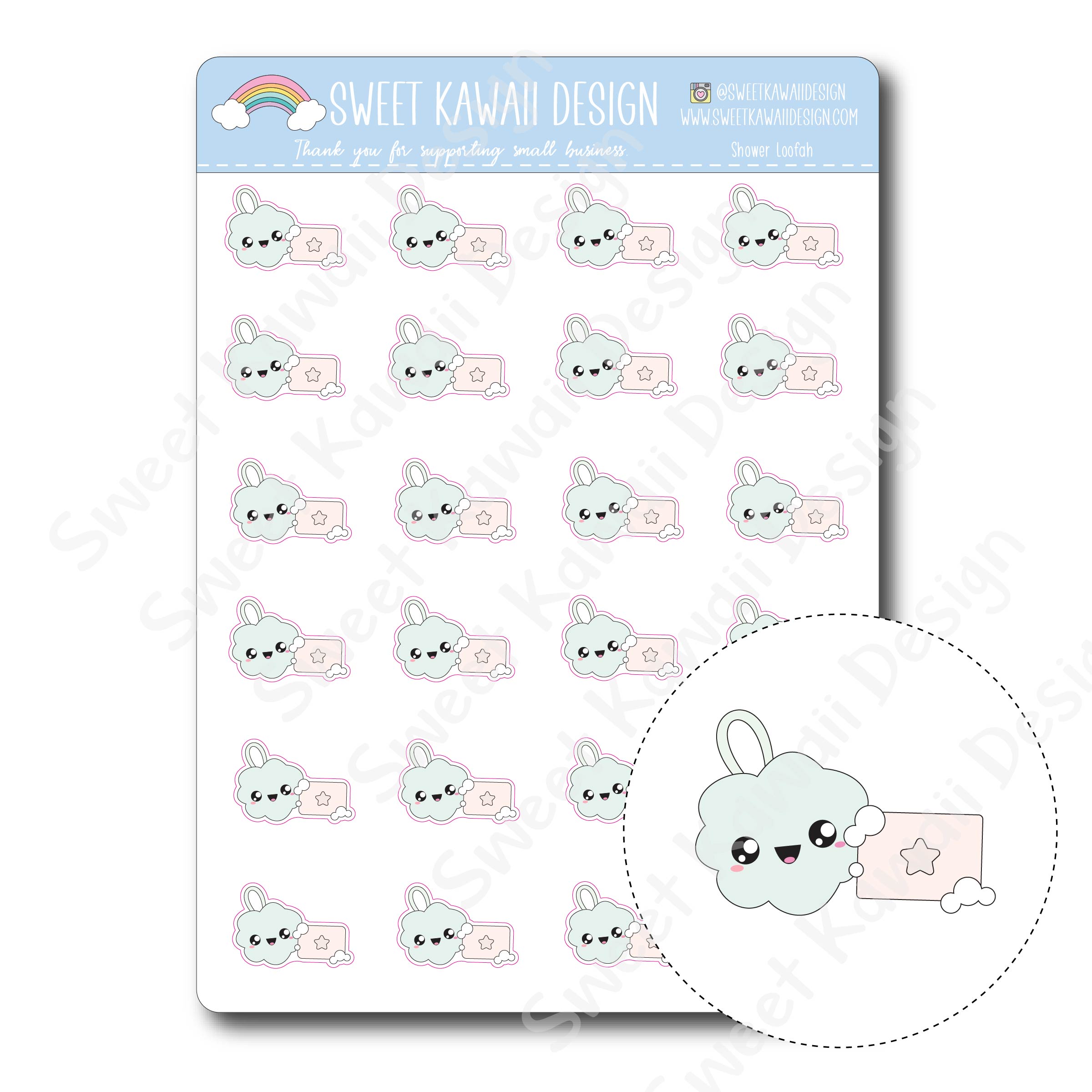 Kawaii Shower Loofah Stickers