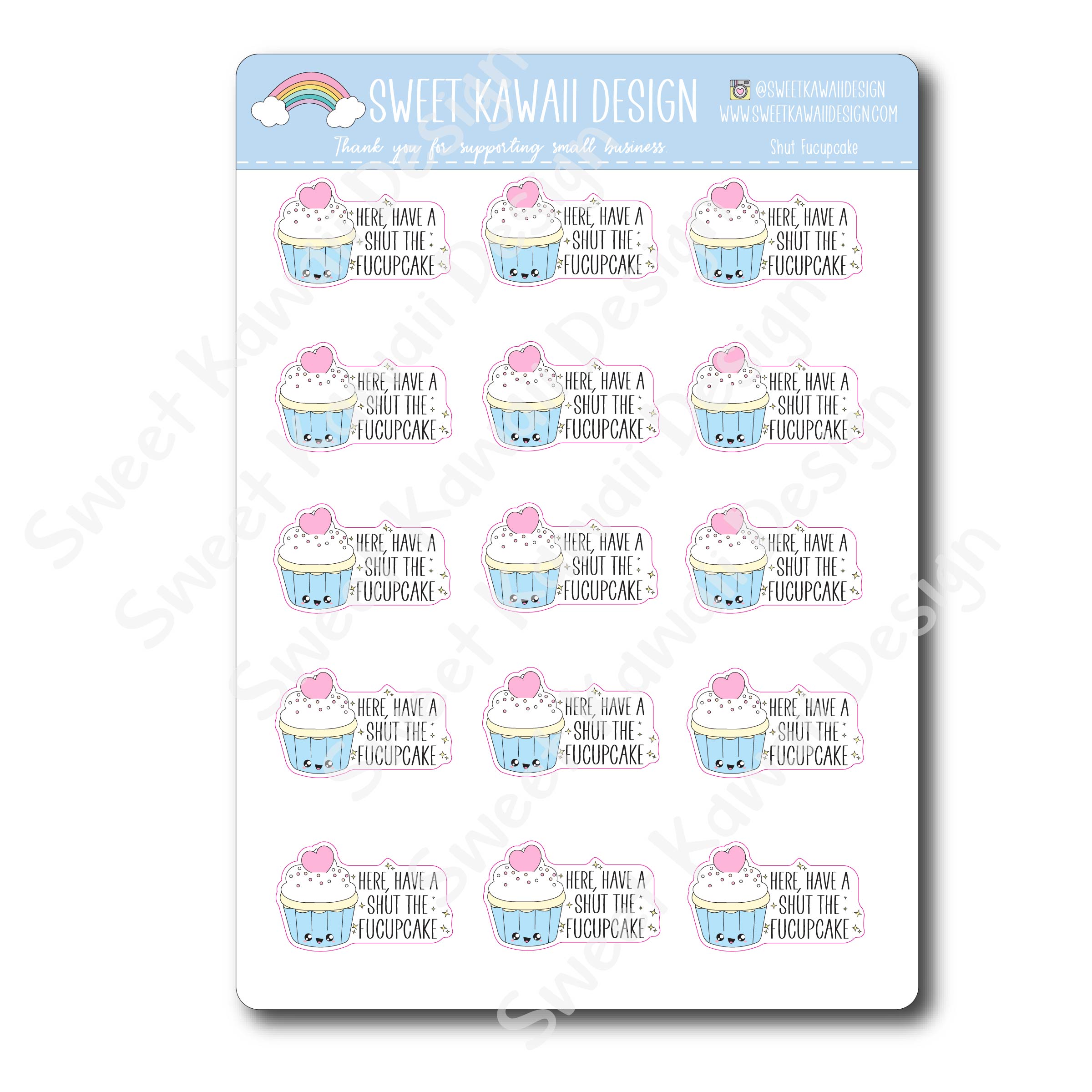 Kawaii Shut Fucupcake Stickers