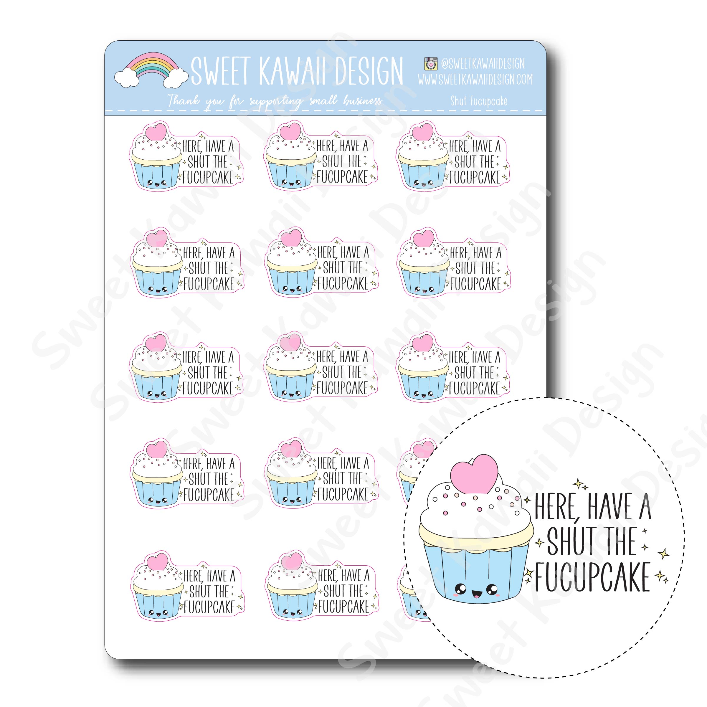 Kawaii Shut Fucupcake Stickers