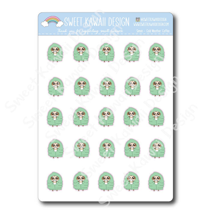 Kawaii Simon Stickers - Cold Weather Coffee