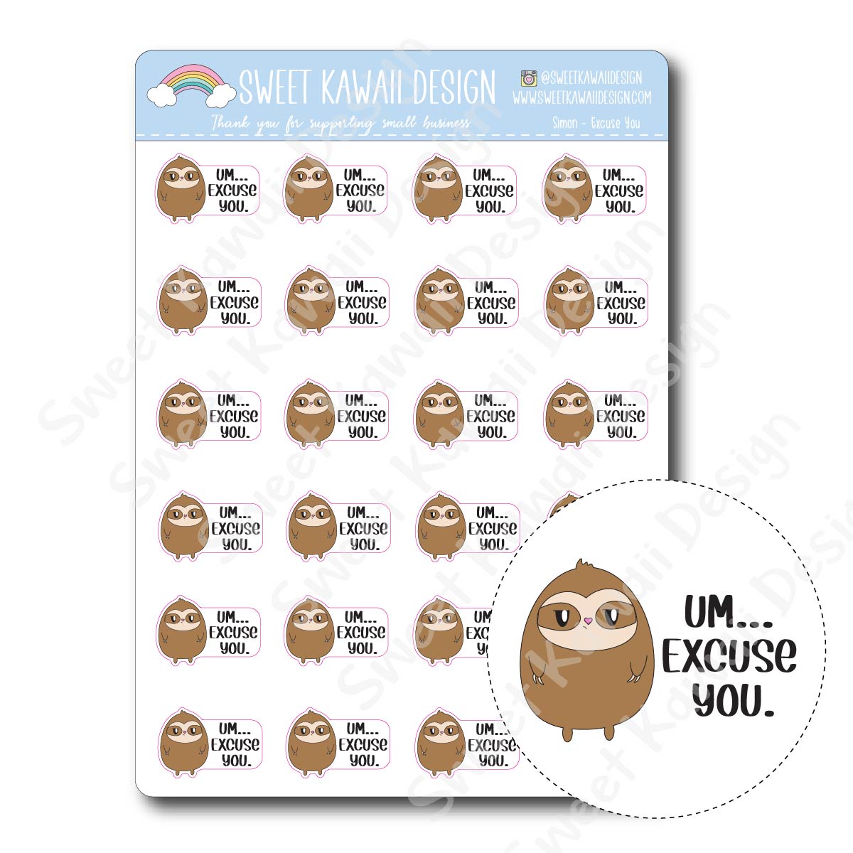 Kawaii Simon Stickers - Excuse You