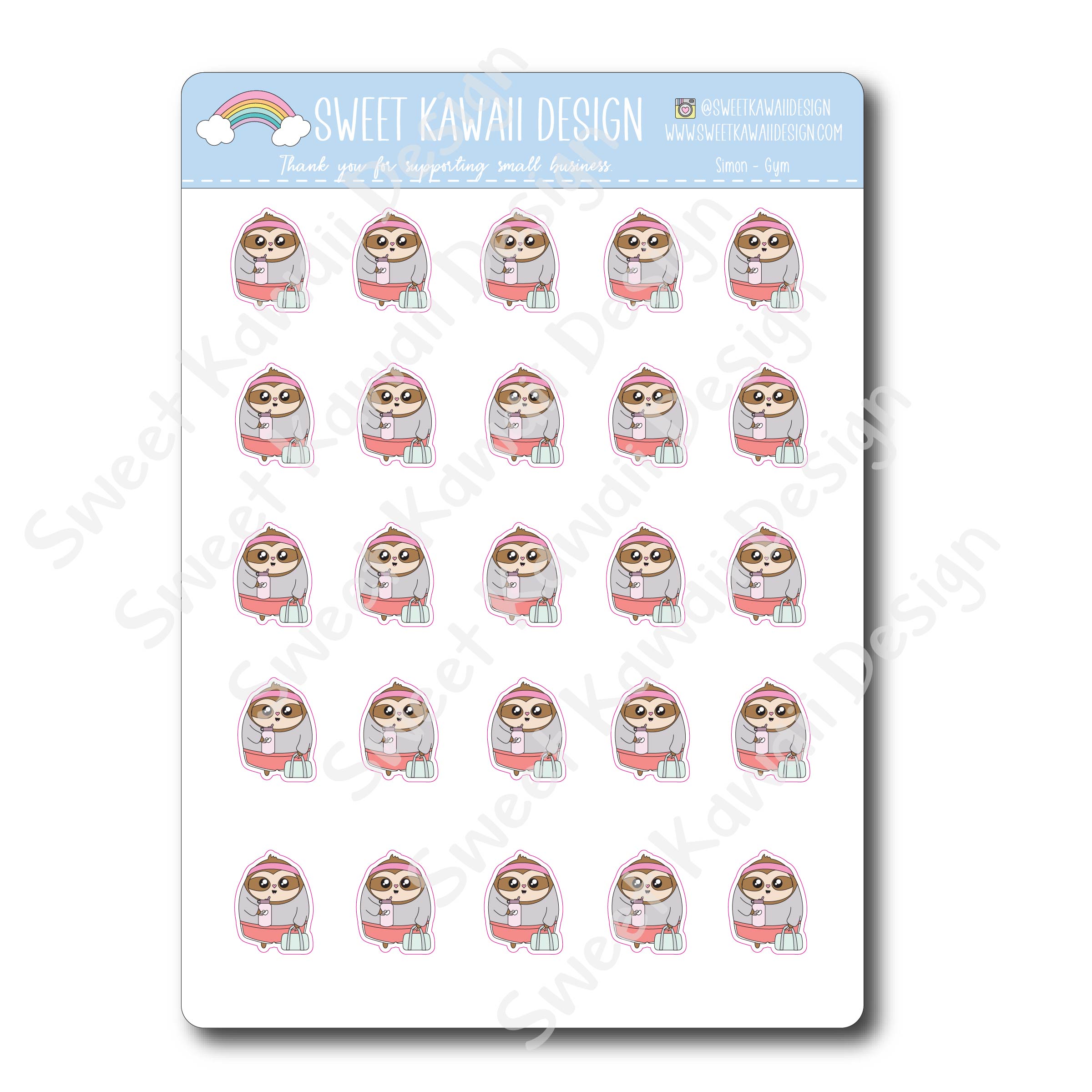 Kawaii Simon Stickers - Gym