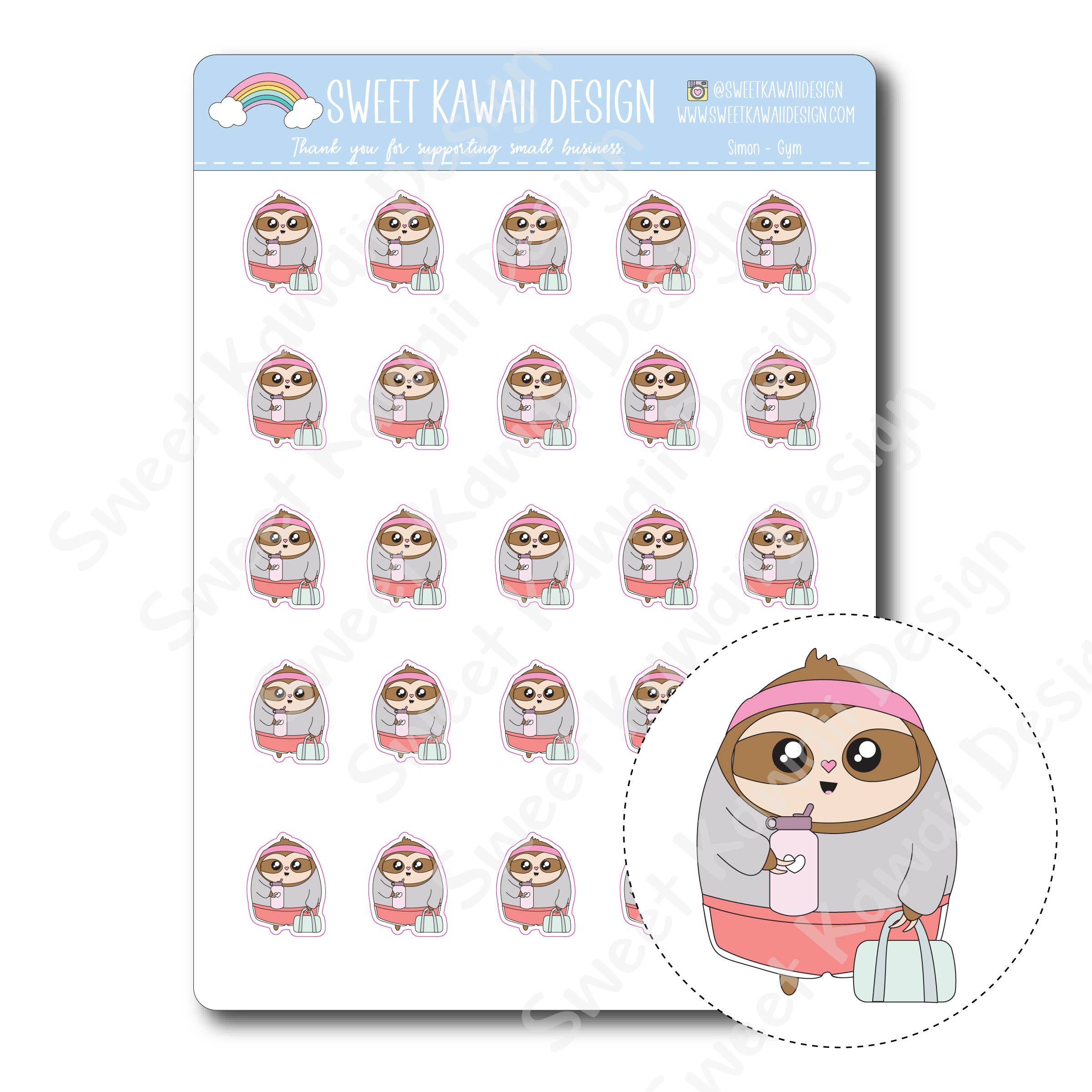 Kawaii Simon Stickers - Gym