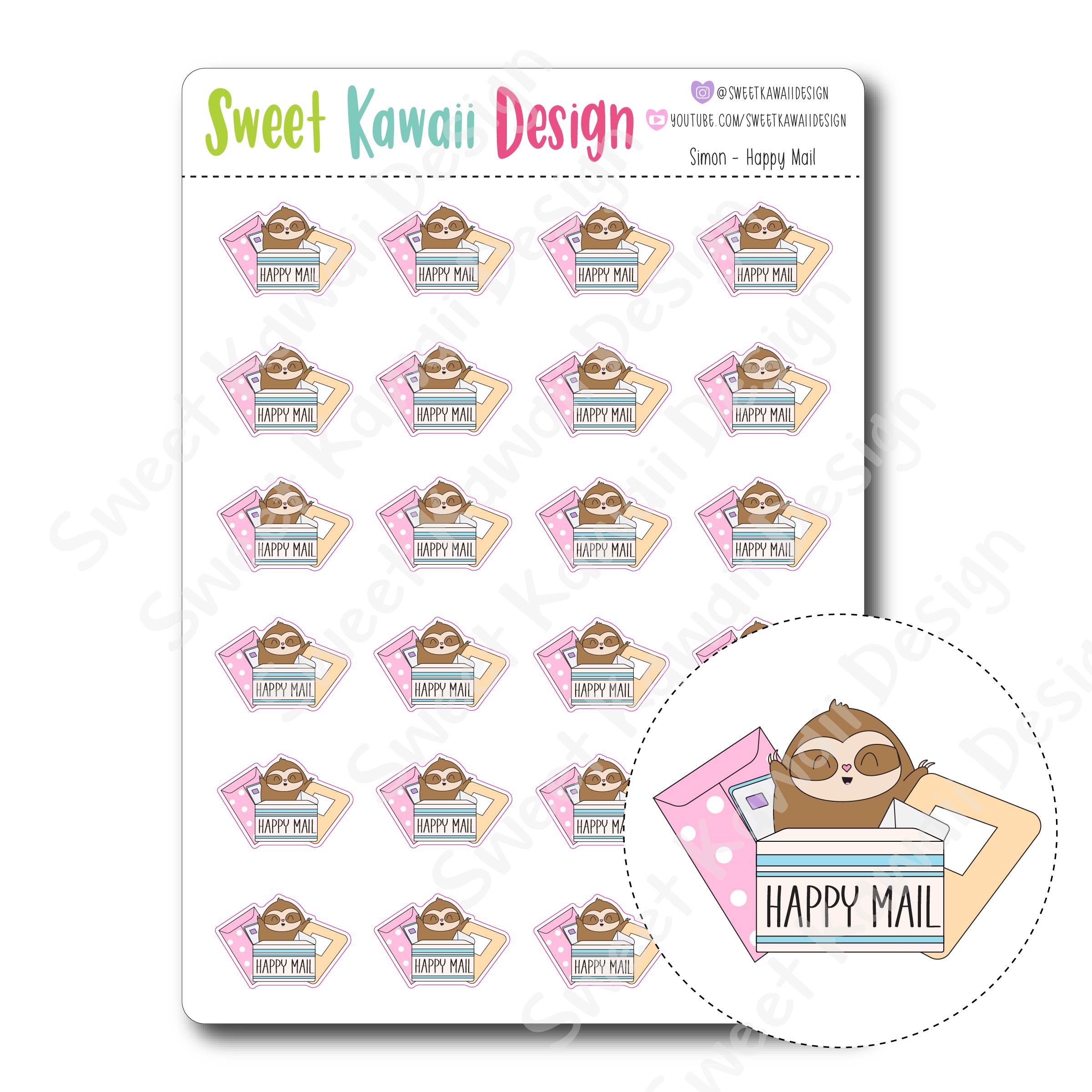 Kawaii Simon Stickers - Happy Mail