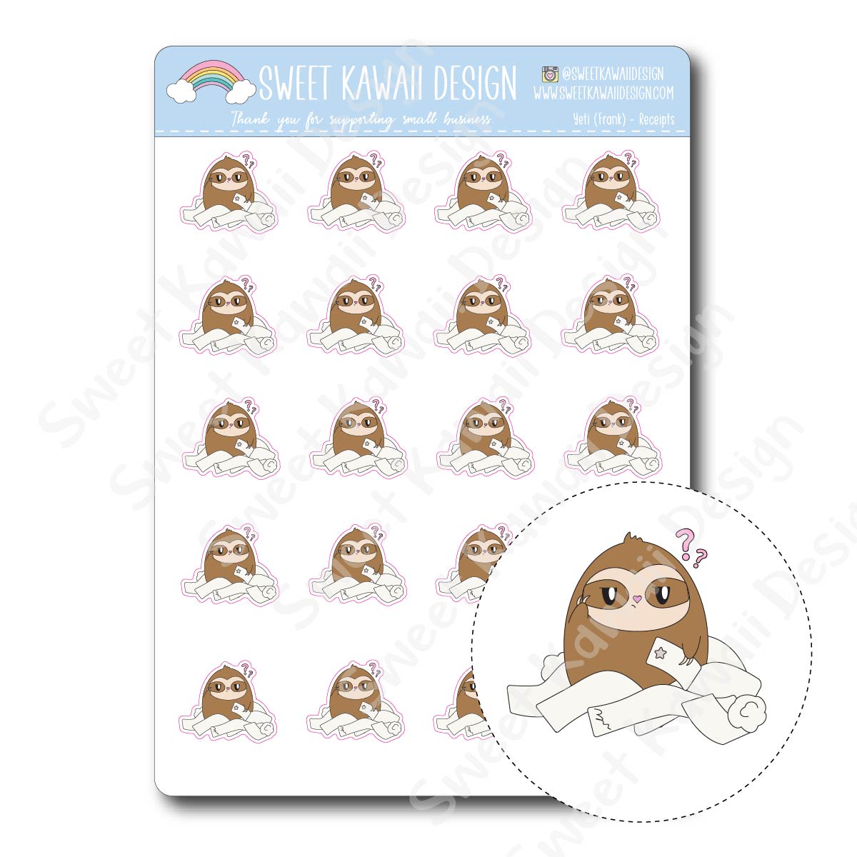 Kawaii Simon Stickers - Receipts