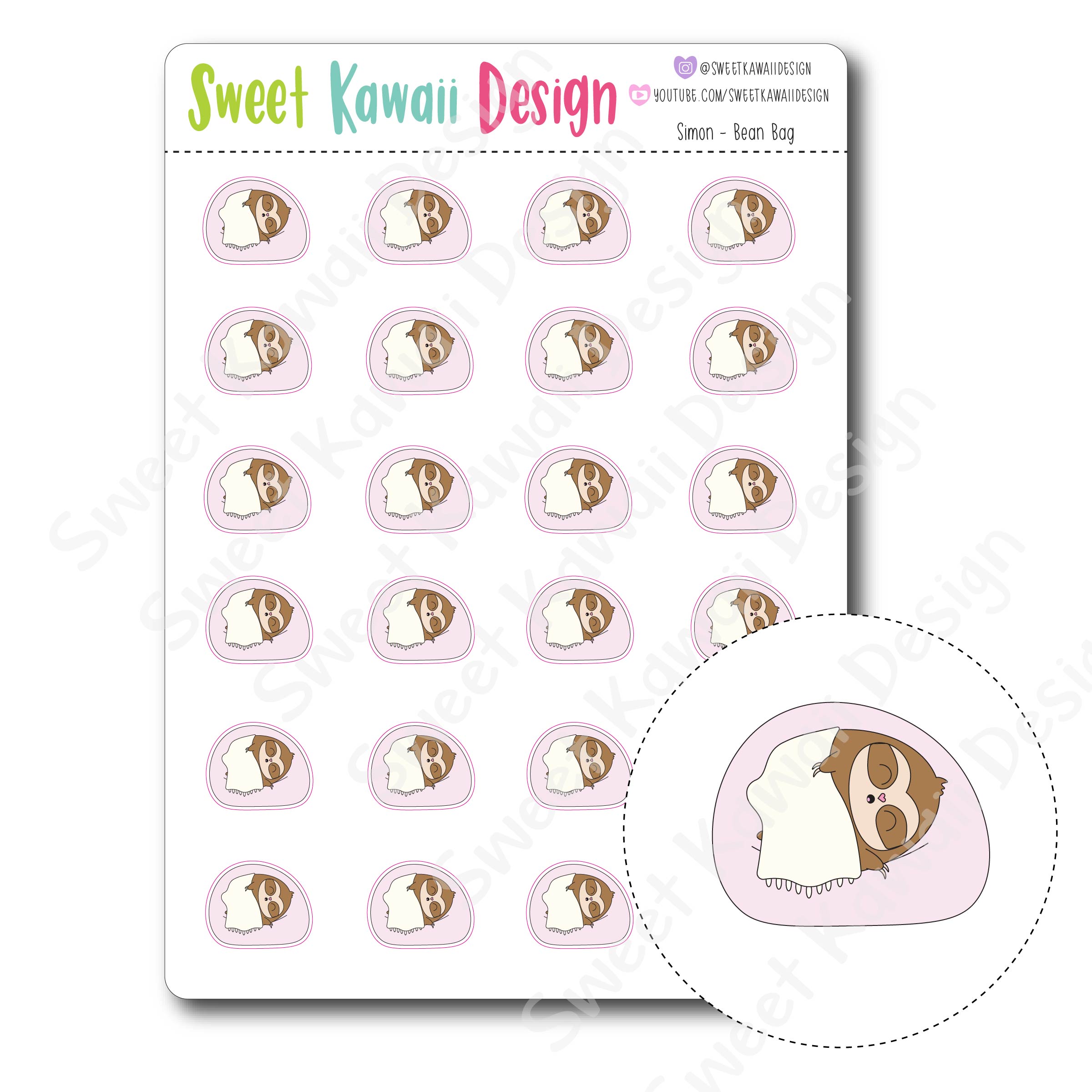 Kawaii Simon Stickers - Bean Bag
