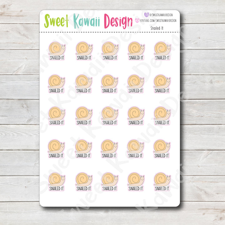 Kawaii Snailed It Stickers