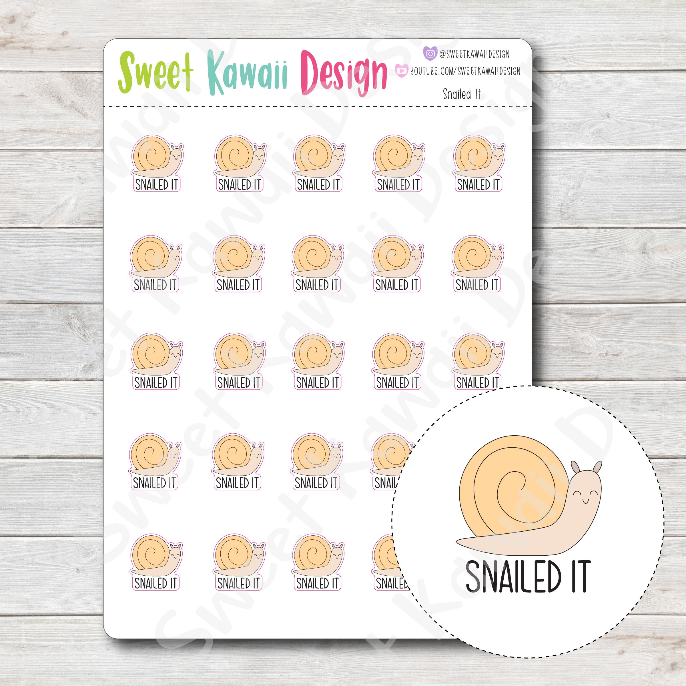 Snailit Kawaii Snailed It Stickers – Sweet Kawaii Design