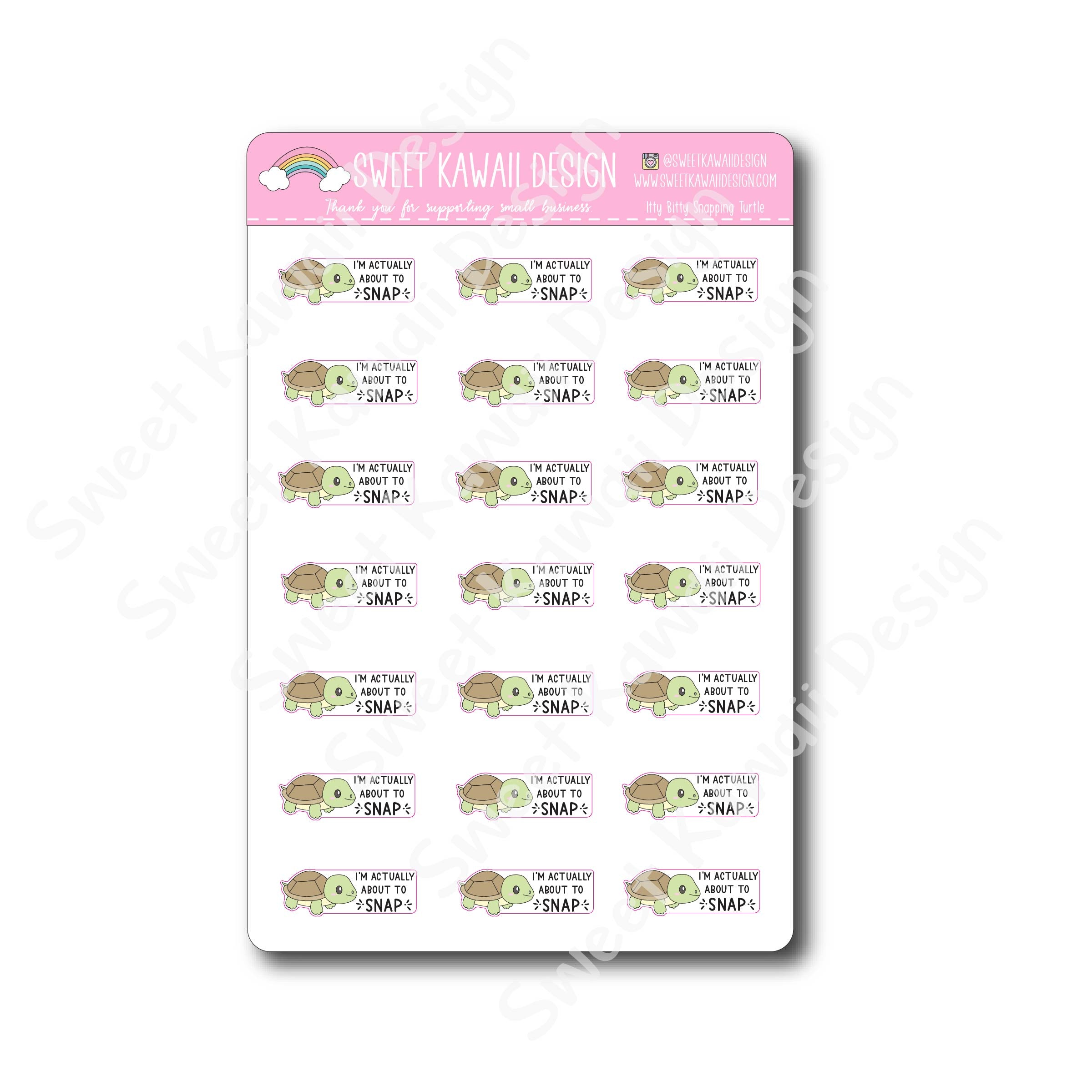 Kawaii Snapping Turtle Stickers
