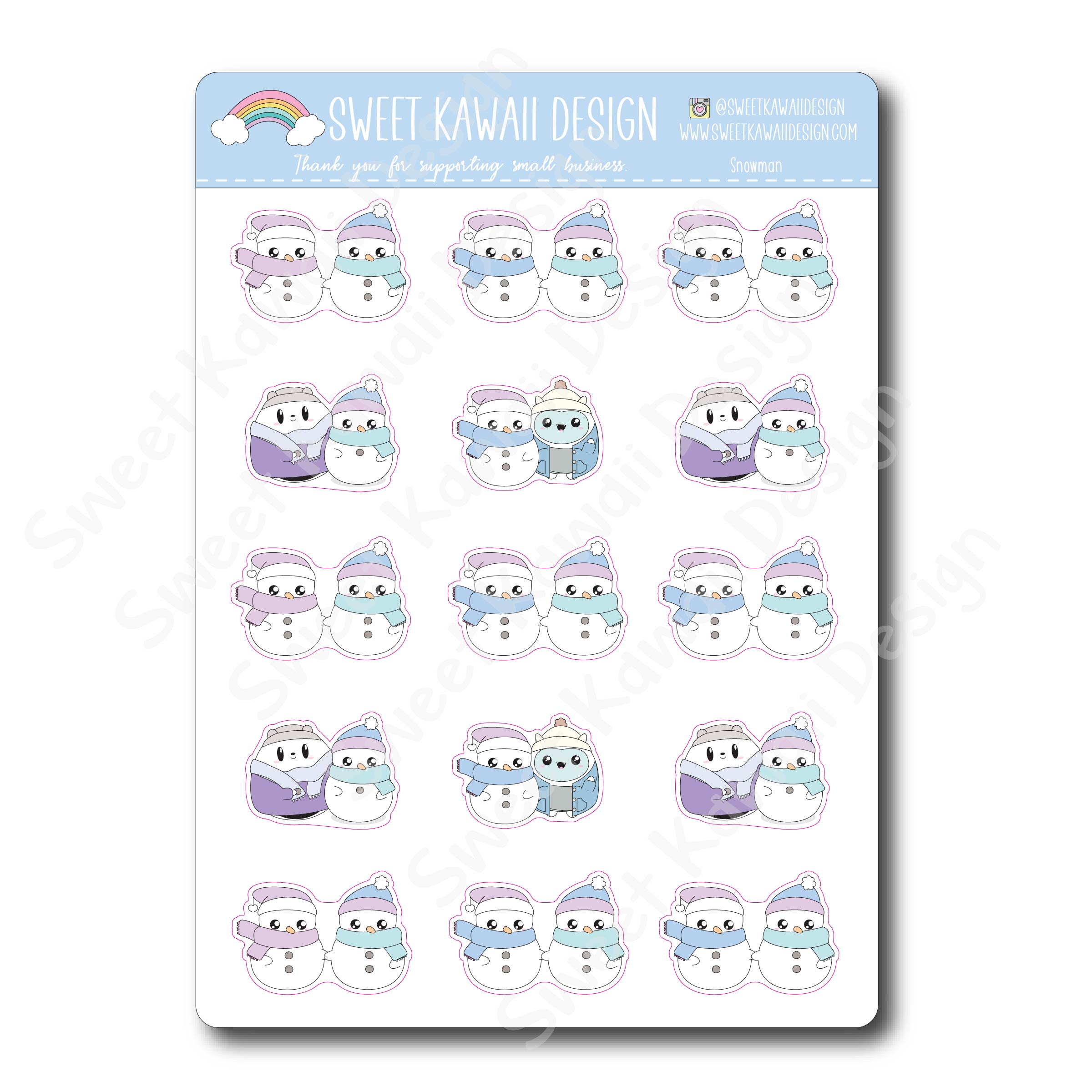 Kawaii Snowman Stickers