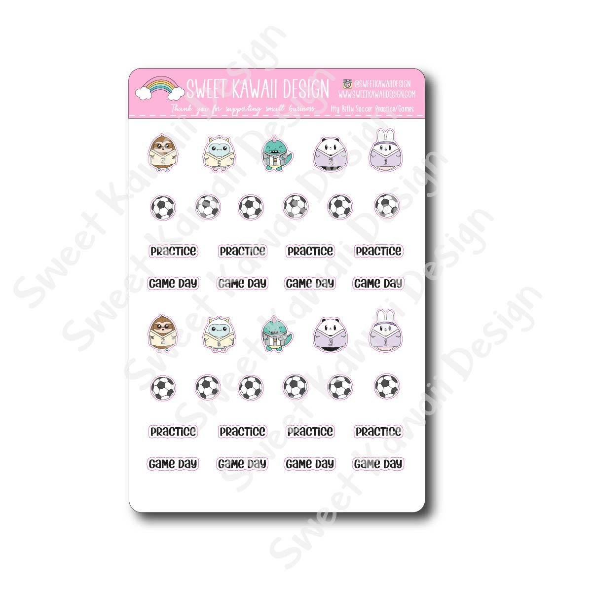Kawaii Soccer Stickers - Games/Practice