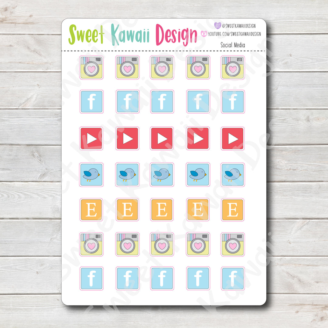 Kawaii Social Media Stickers